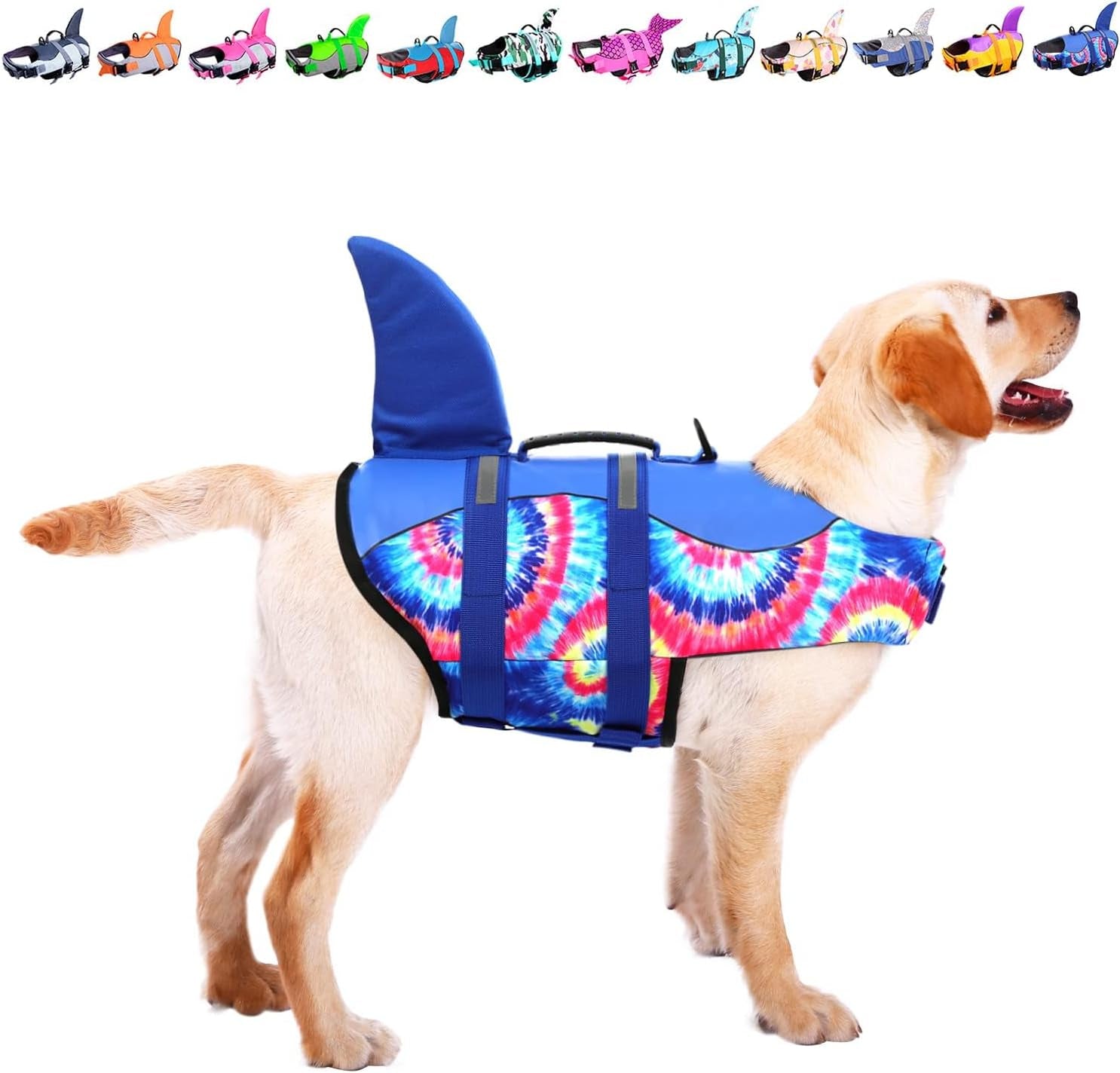 Dog Life Jacket - Pet Safety Vest for Swimming & Boating, Shark Life Jacket with Floatation, Dog Lifesavers  (Blue Bandhnu, XL)