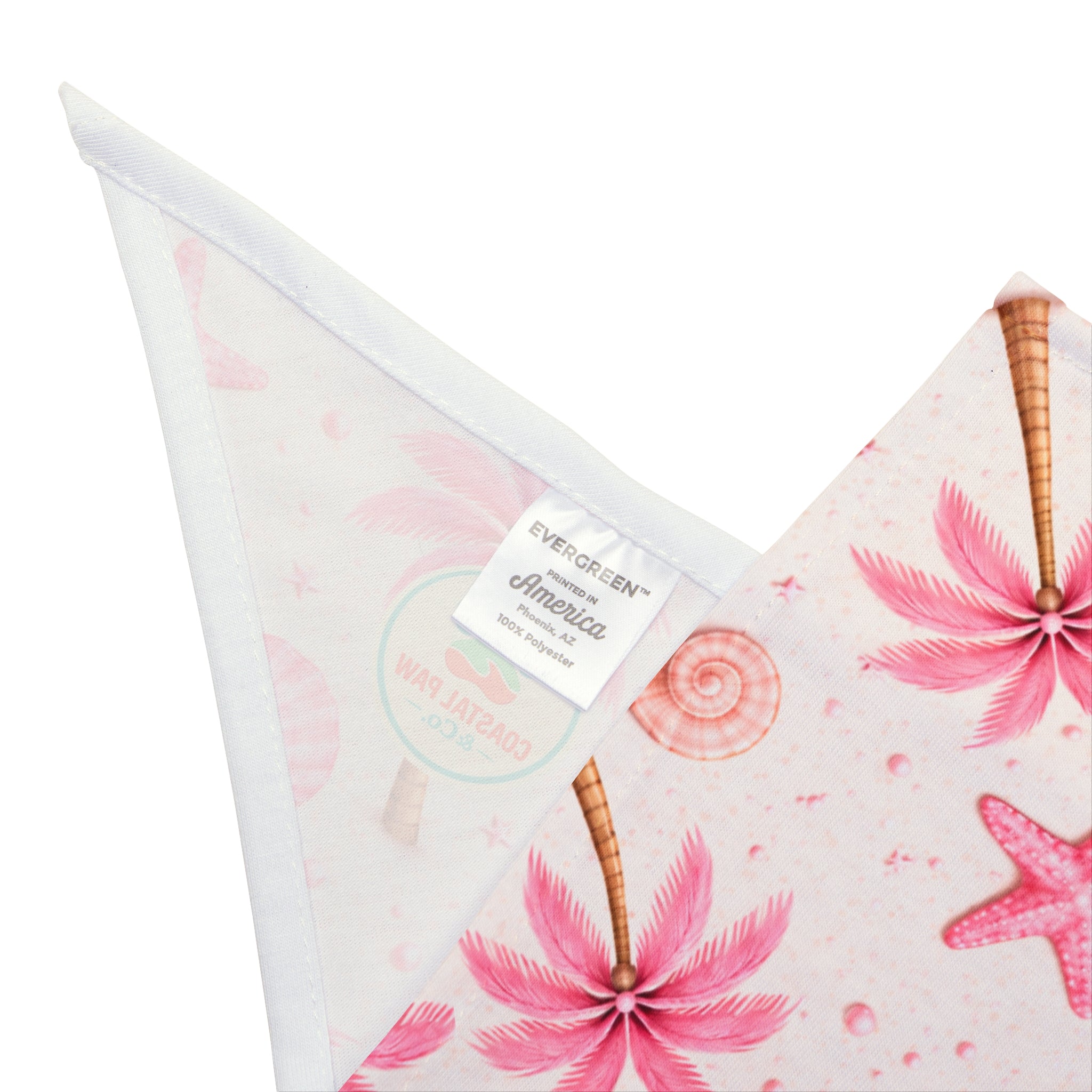 Pink Palm Trees & Seashells Pet Bandana | Beach Starfish Pattern