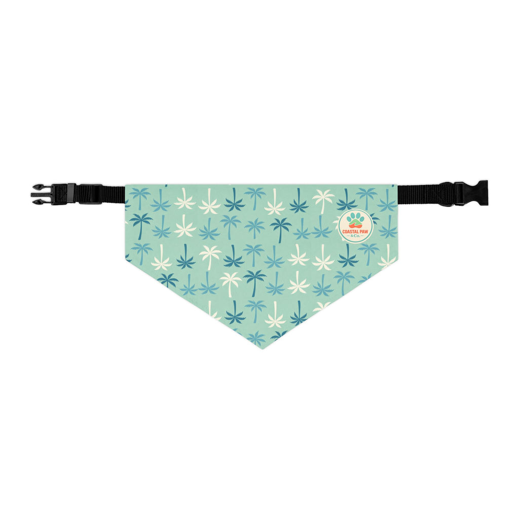 Teal Palm Tree Pattern Pet Bandana Collar | Tropical Dog Bandana