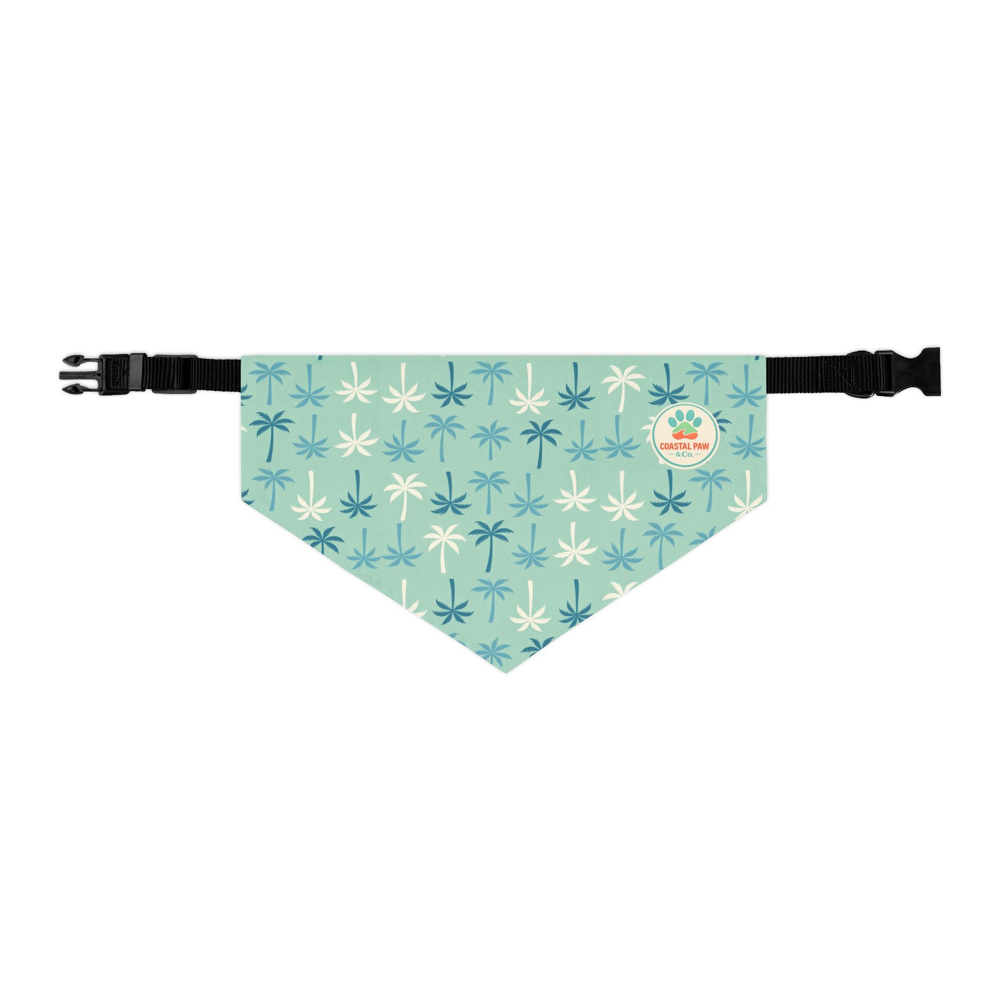 Teal Palm Tree Pattern Pet Bandana Collar | Tropical Dog Bandana