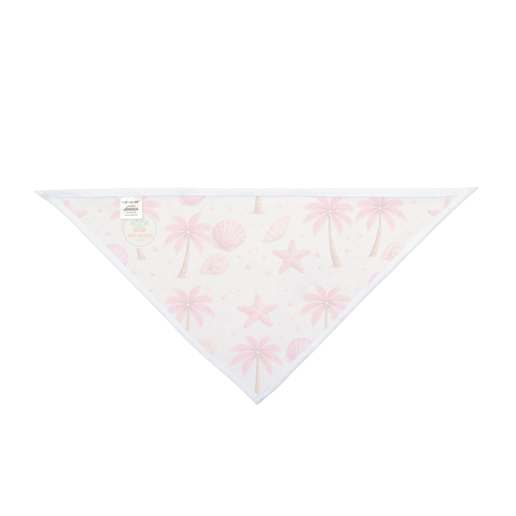 Pink Palm Trees & Seashells Pet Bandana | Beach Starfish Pattern