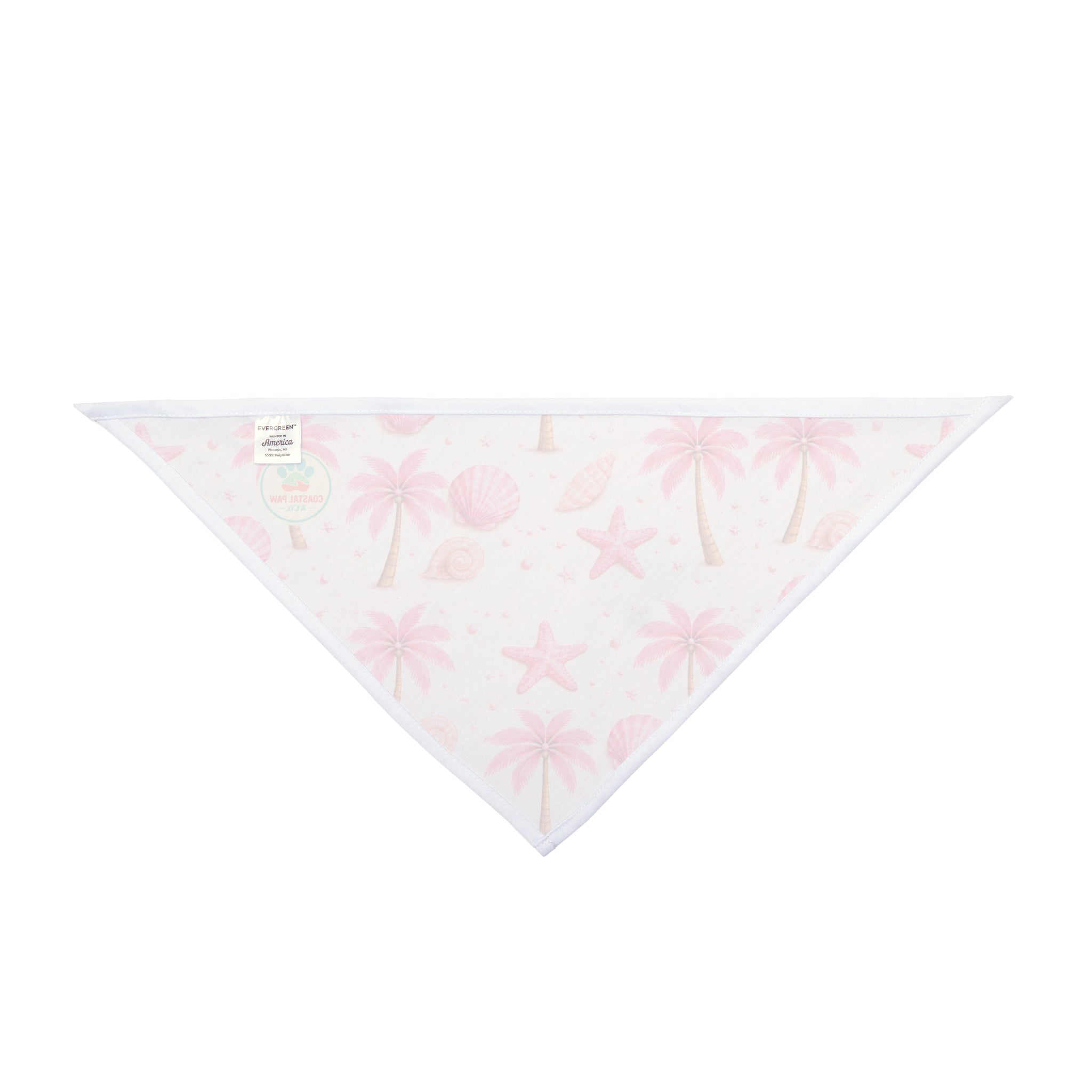 Pink Palm Trees & Seashells Pet Bandana | Beach Starfish Pattern