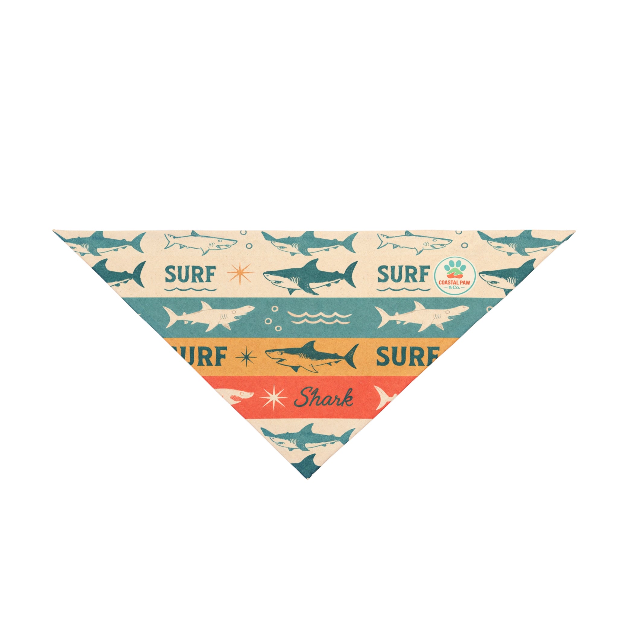 Retro Surf Sharks Pet Bandana | Beach Waves Stripes
