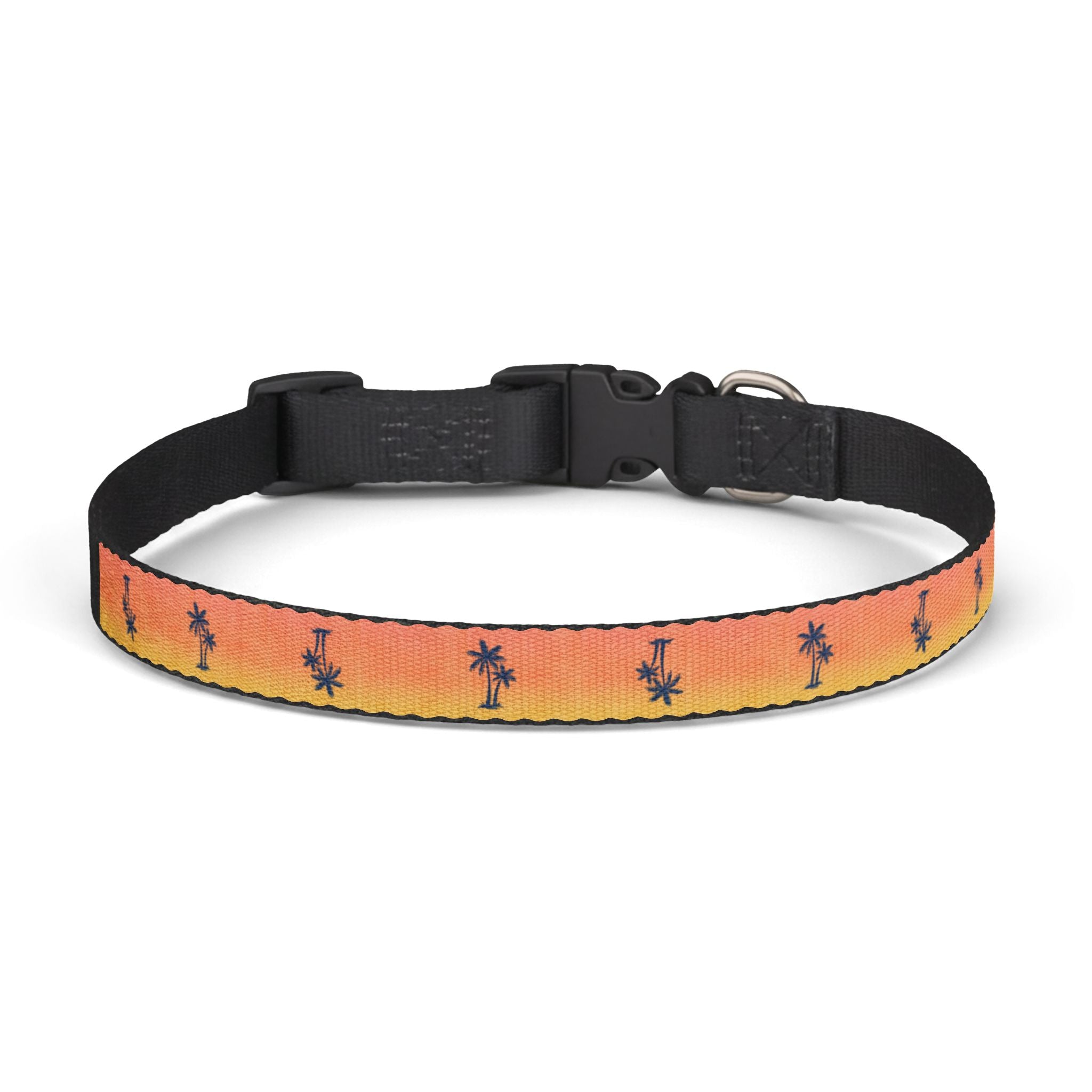 Sunset Palm Pattern Clip-on Pet Collar | Tropical Orange Gradient