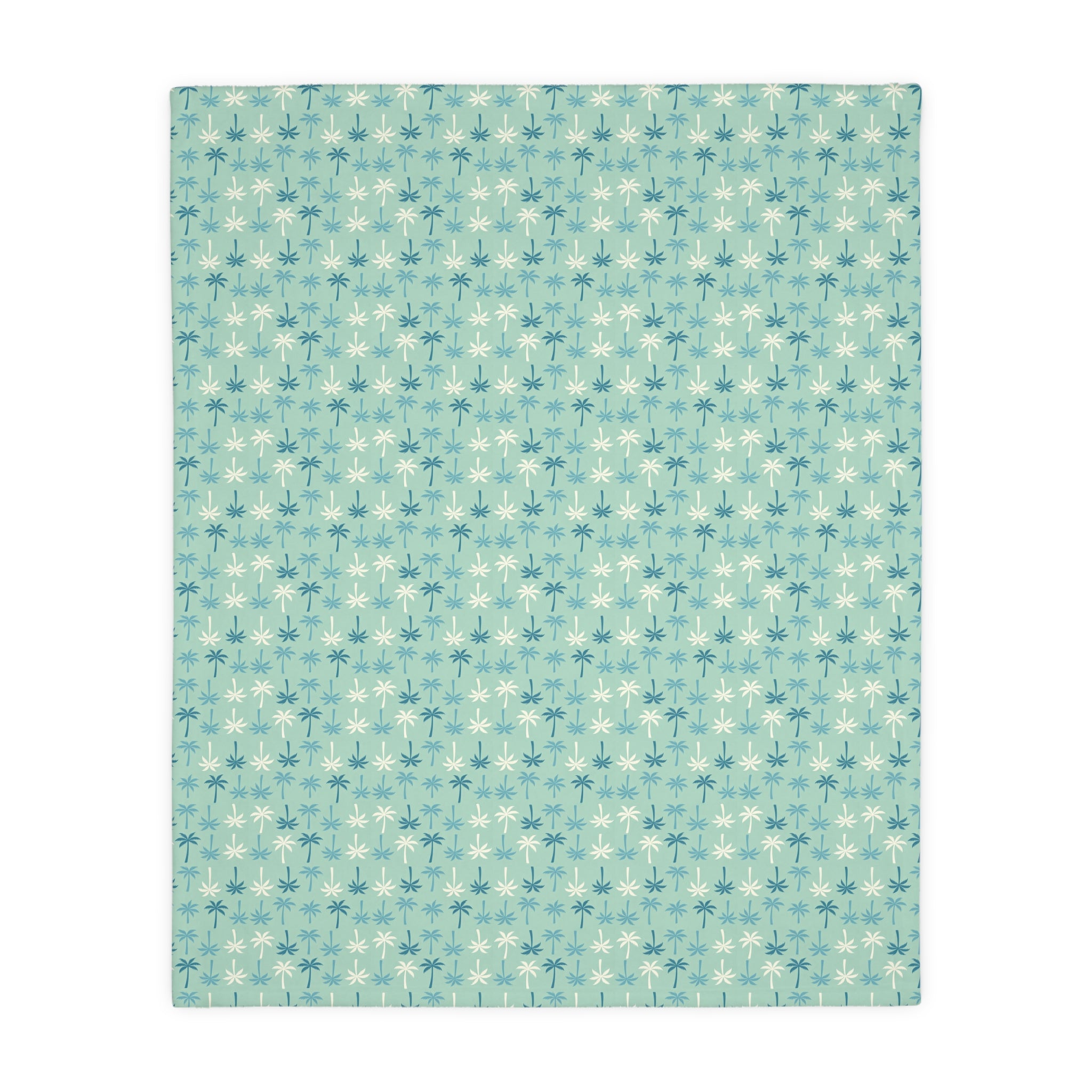 Teal Palm Pattern Blanket | Velveteen Microfiber Two-Sided Throw