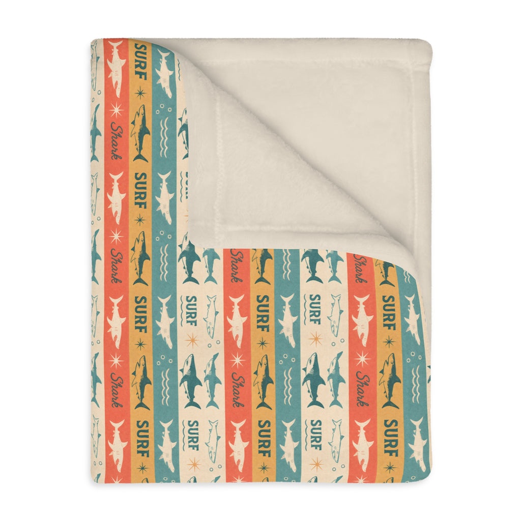 Retro Surf Shark Blanket – Vintage Ocean Pattern Cozy Throw
