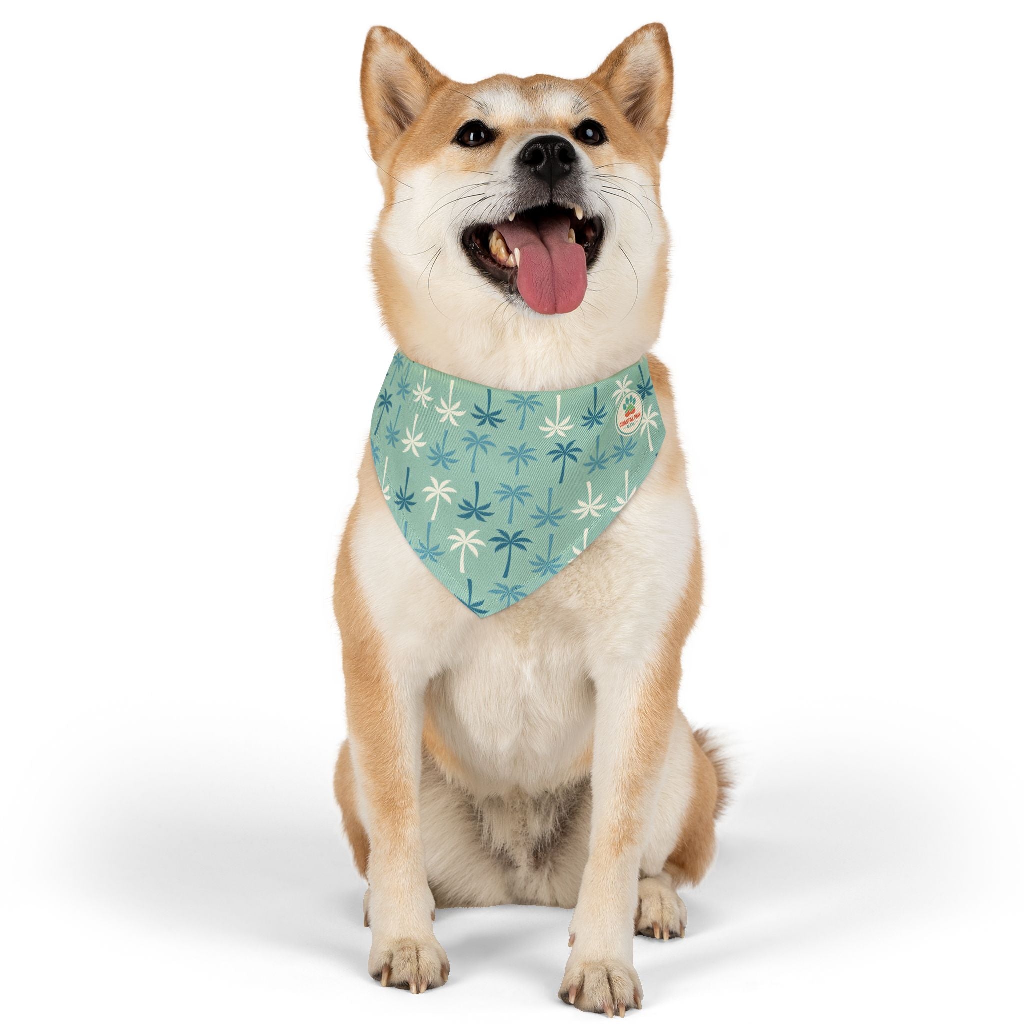 Teal Palm Tree Pattern Pet Bandana Collar | Tropical Dog Bandana