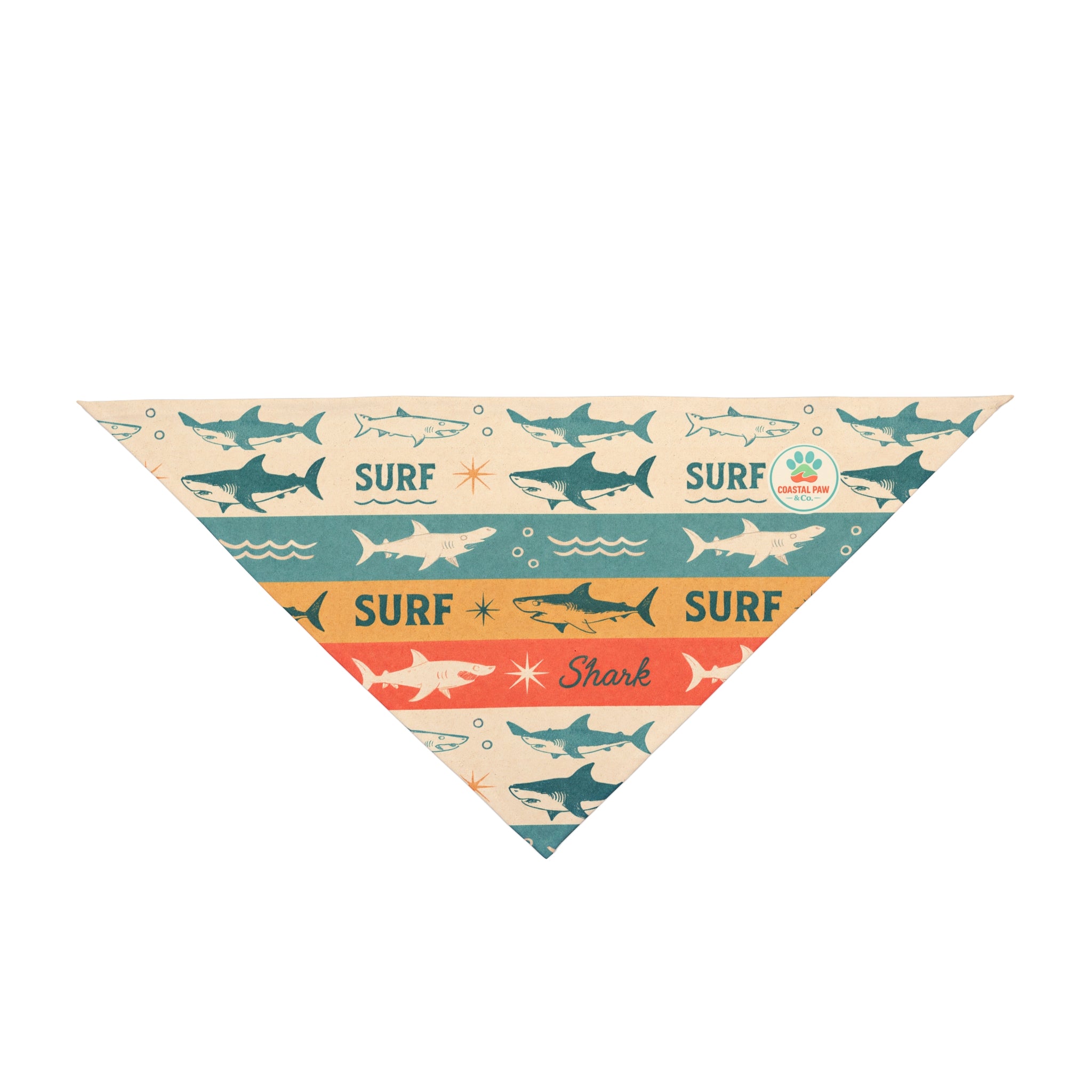 Retro Surf Sharks Pet Bandana | Beach Waves Stripes