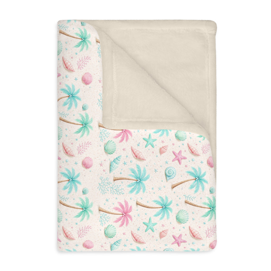Pastel Palm Trees Blanket | Velveteen Microfiber Throw