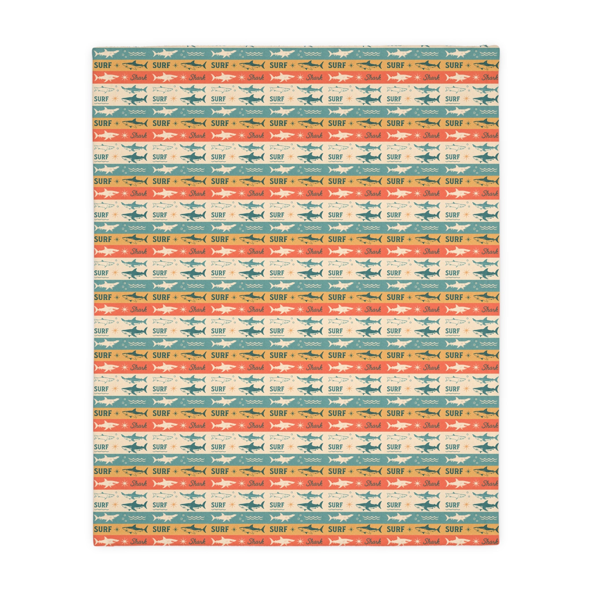 Retro Surf Shark Blanket – Vintage Ocean Pattern Cozy Throw