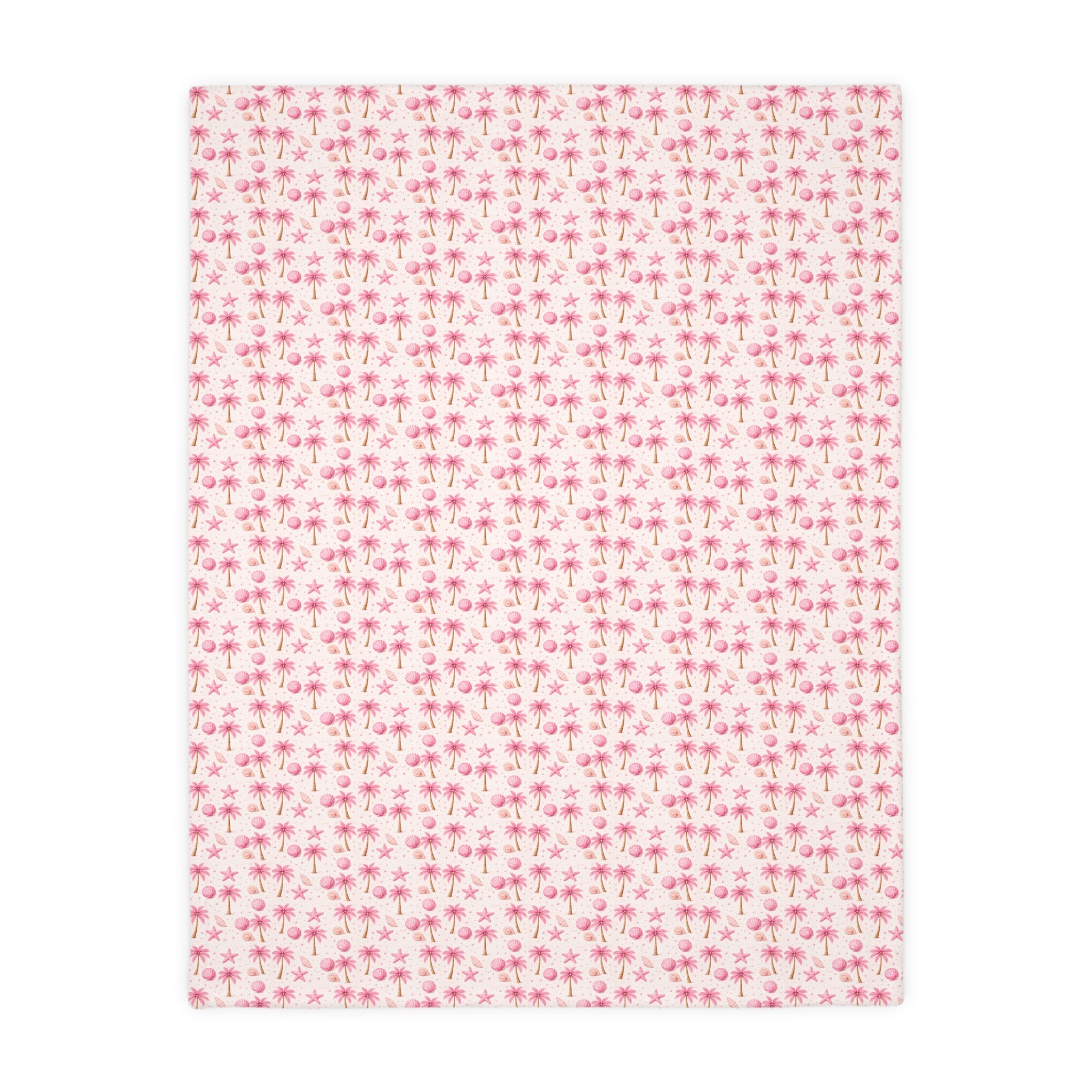 Pink Palm Tree Pattern Blanket | Velveteen Microfiber Throw