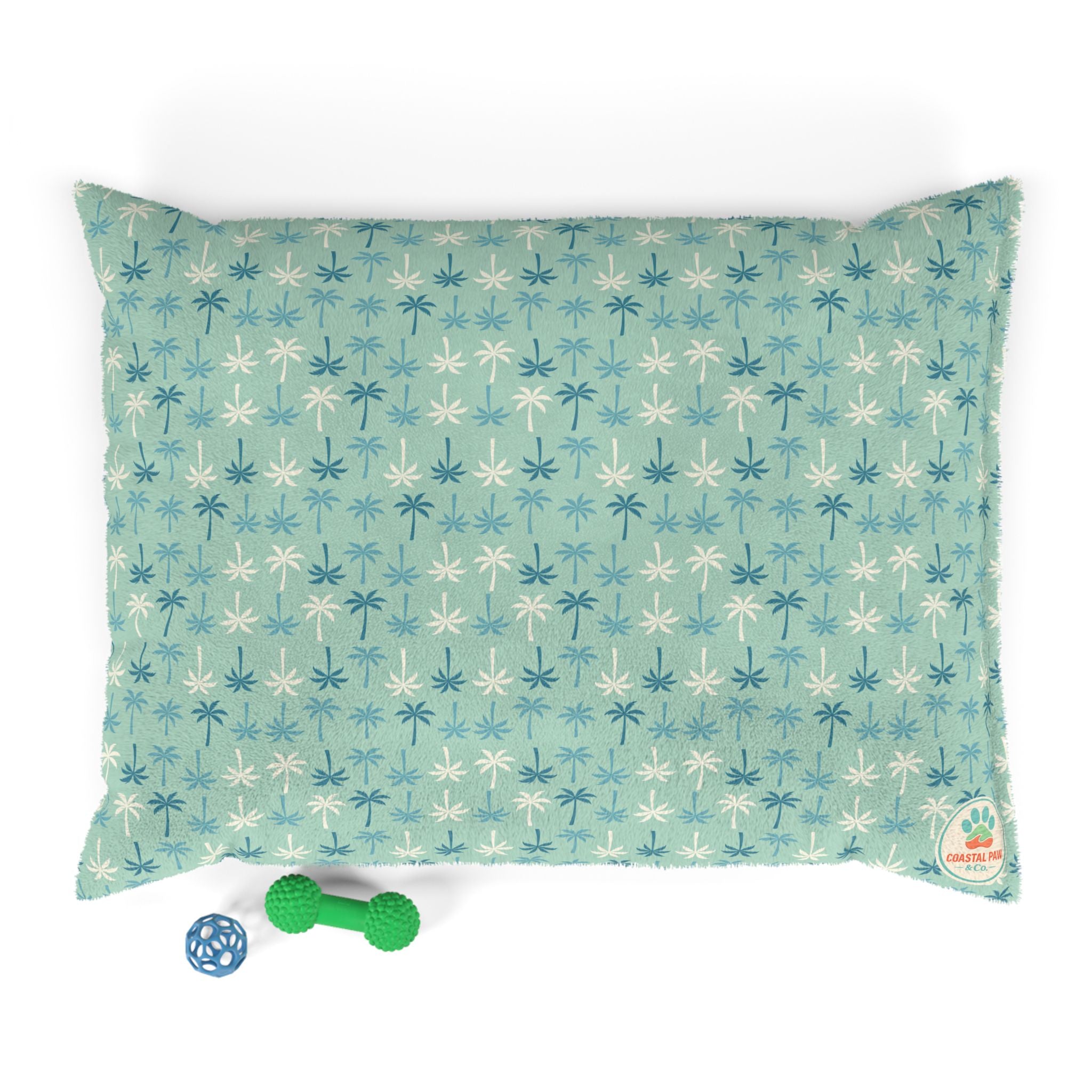 Teal Palm Tree Pet Bed – Soft Fleece Dog & Cat Bed