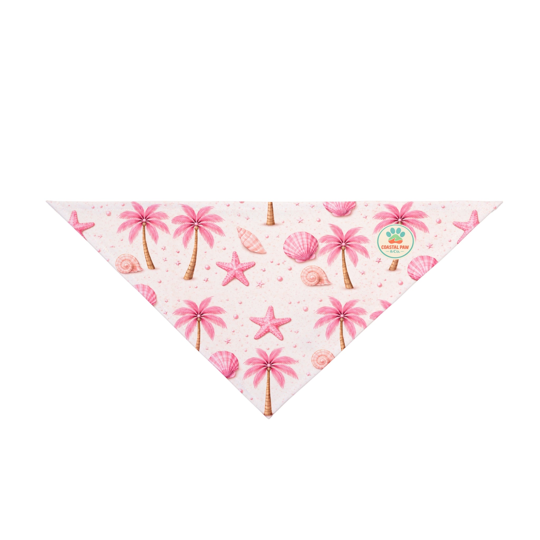 Pink Palm Trees & Seashells Pet Bandana | Beach Starfish Pattern