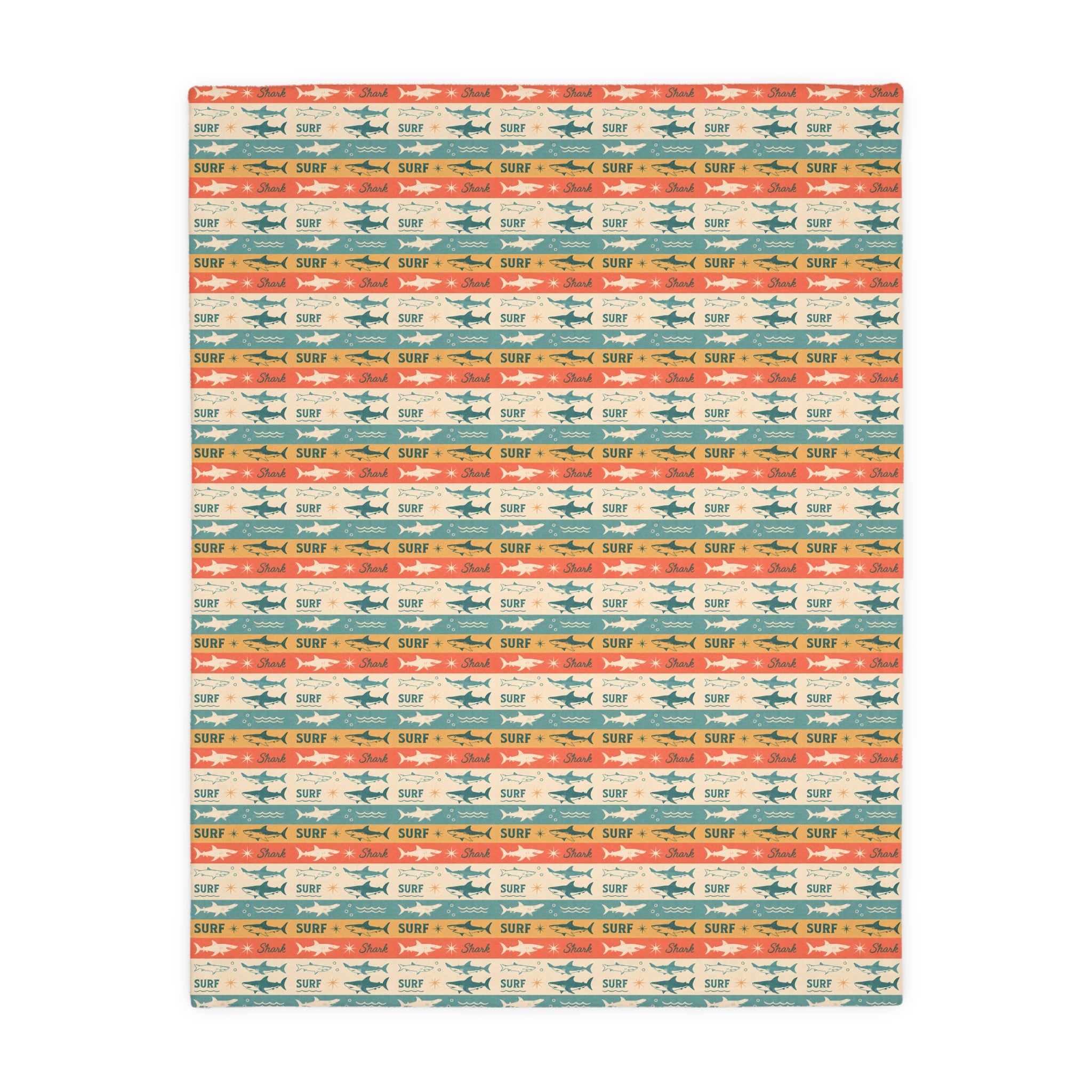 Retro Surf Shark Blanket – Vintage Ocean Pattern Cozy Throw