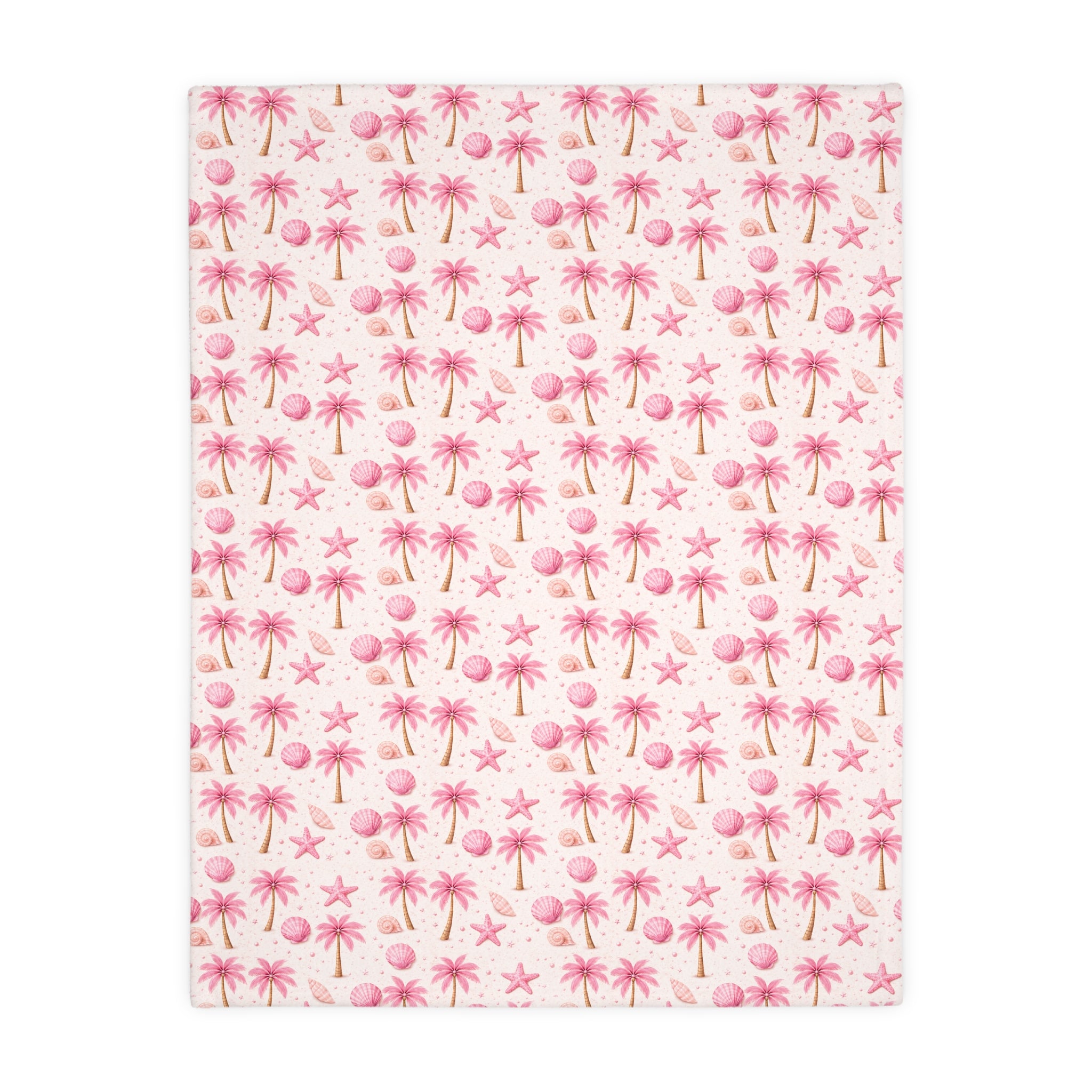 Pink Palm Tree Pattern Blanket | Velveteen Microfiber Throw