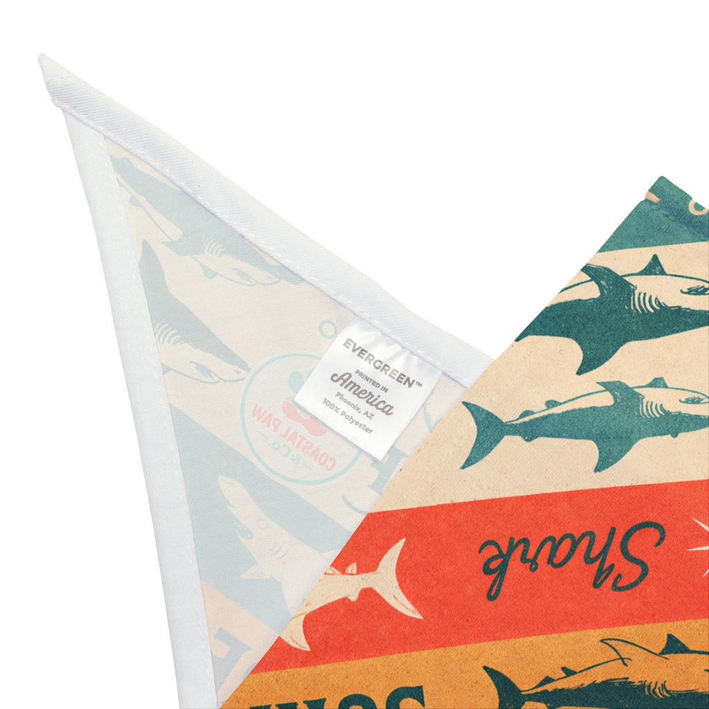 Retro Surf Sharks Pet Bandana | Beach Waves Stripes
