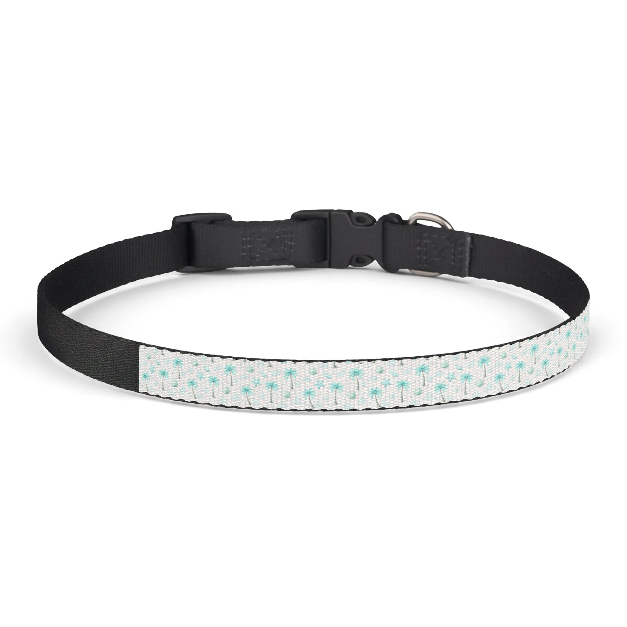Aqua Palm Tree Clip-on Pet Collar | Adjustable Dog Cat Collar