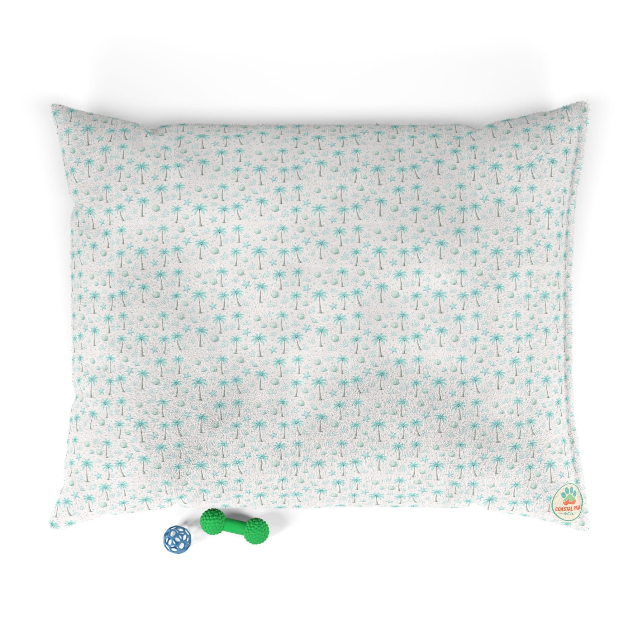 Aqua Palm Tree Pattern Pet Bed | Tropical Palm Print Pillow for Dogs & Cats