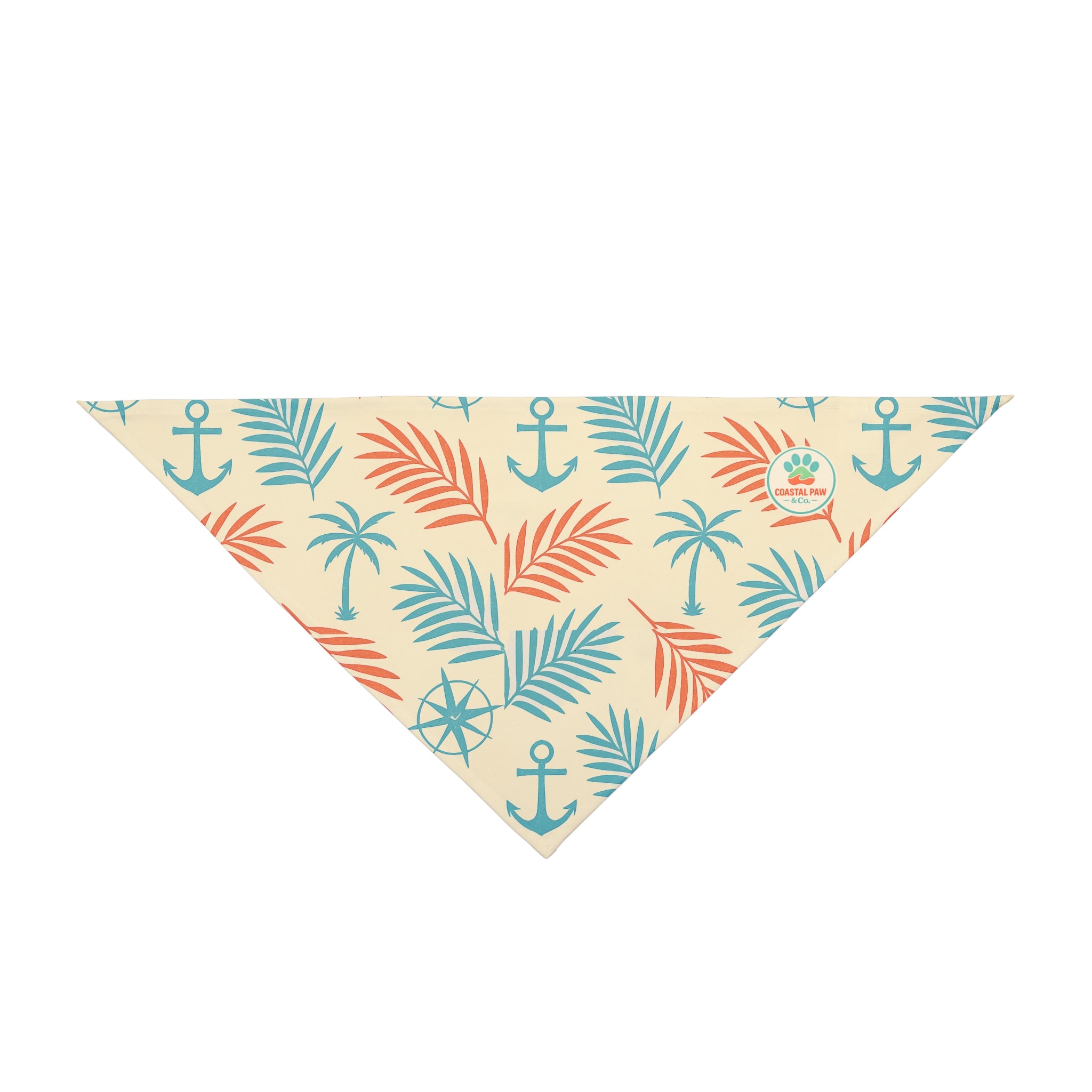 Tropical Palm Anchor Pattern Pet Bandana | Nautical Summer Dog Bandana