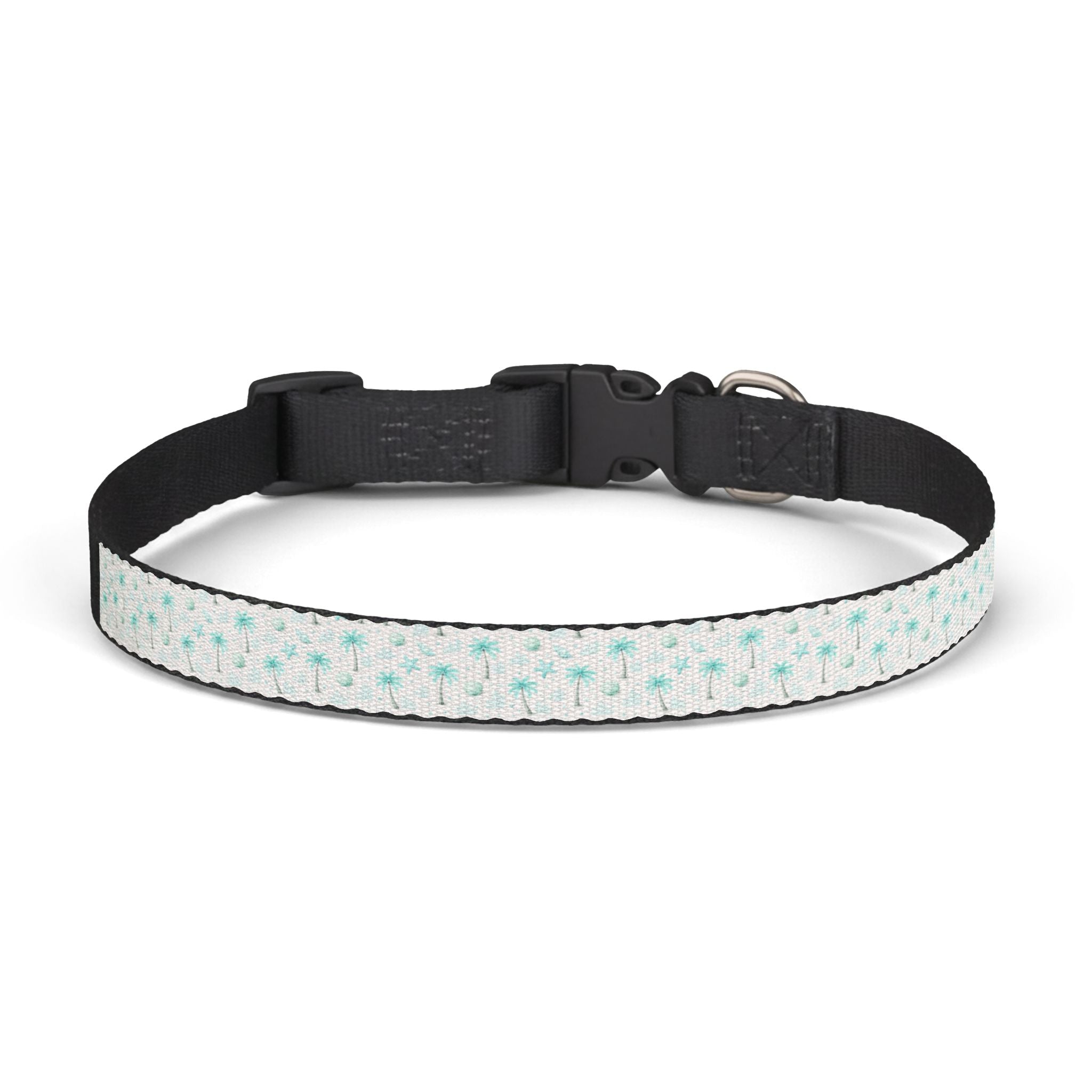 Aqua Palm Tree Clip-on Pet Collar | Adjustable Dog Cat Collar