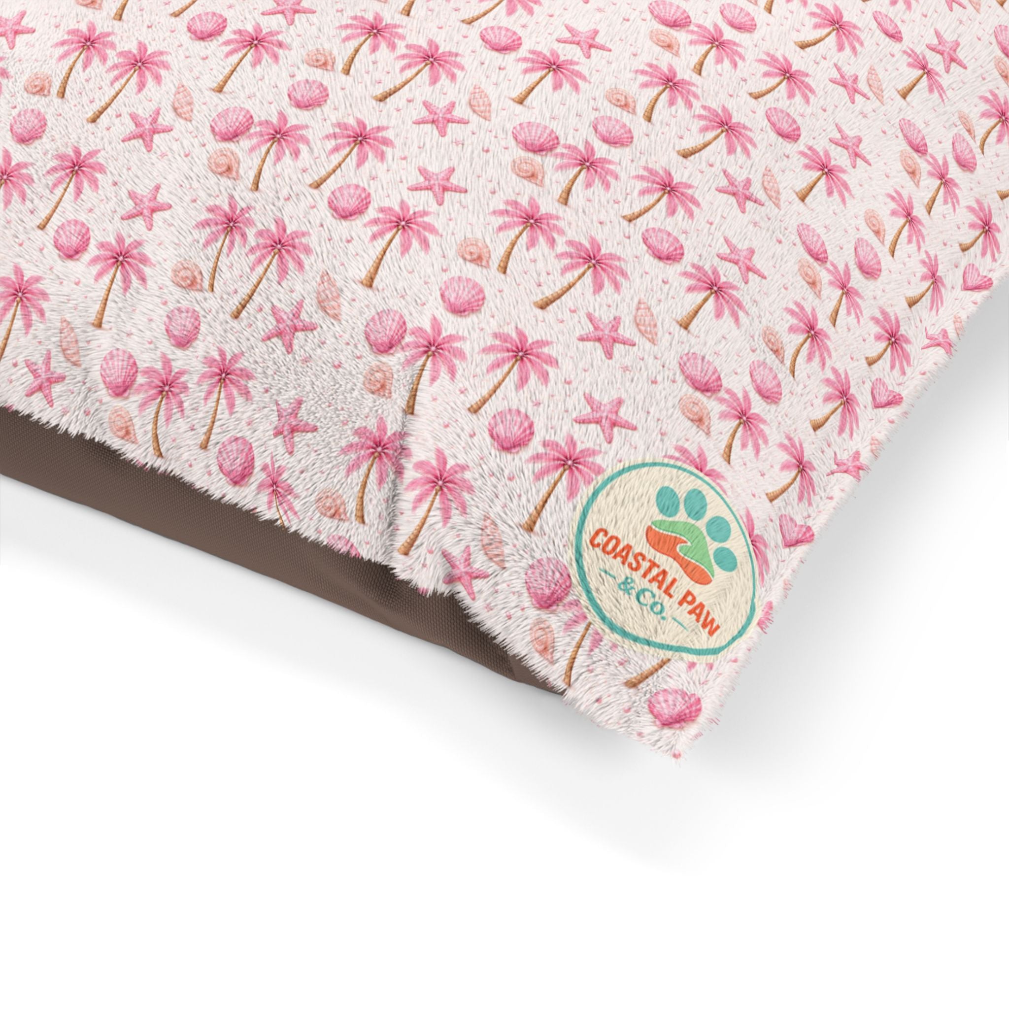 Pink Palm Trees Pattern Pet Bed | Tropical Palm Print Cushion