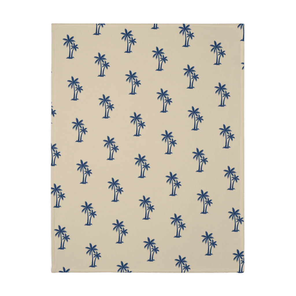 Blue Plaid and Palm Trees Blanket | Reversible Two-Sided Throw
