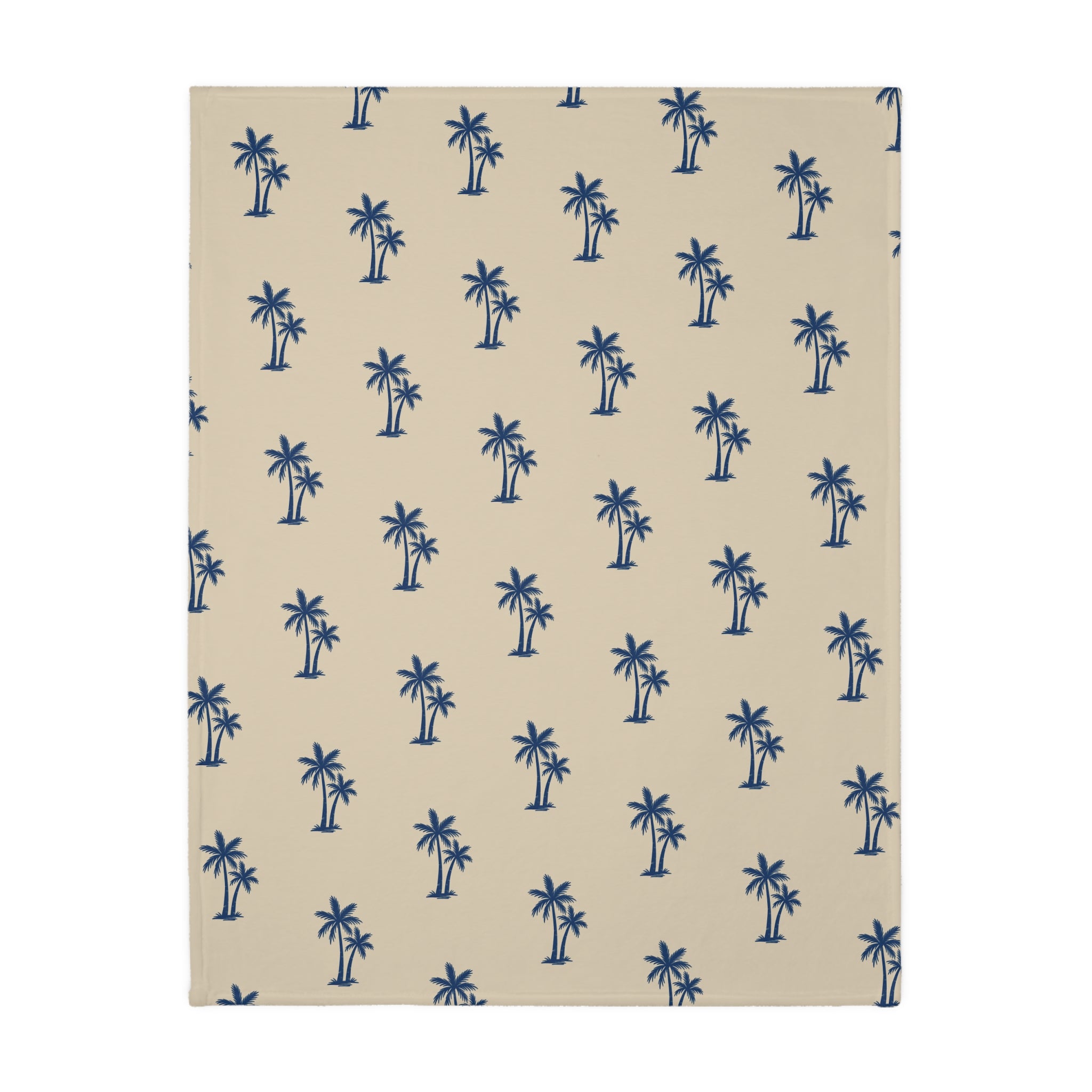 Blue Plaid and Palm Trees Blanket | Reversible Two-Sided Throw