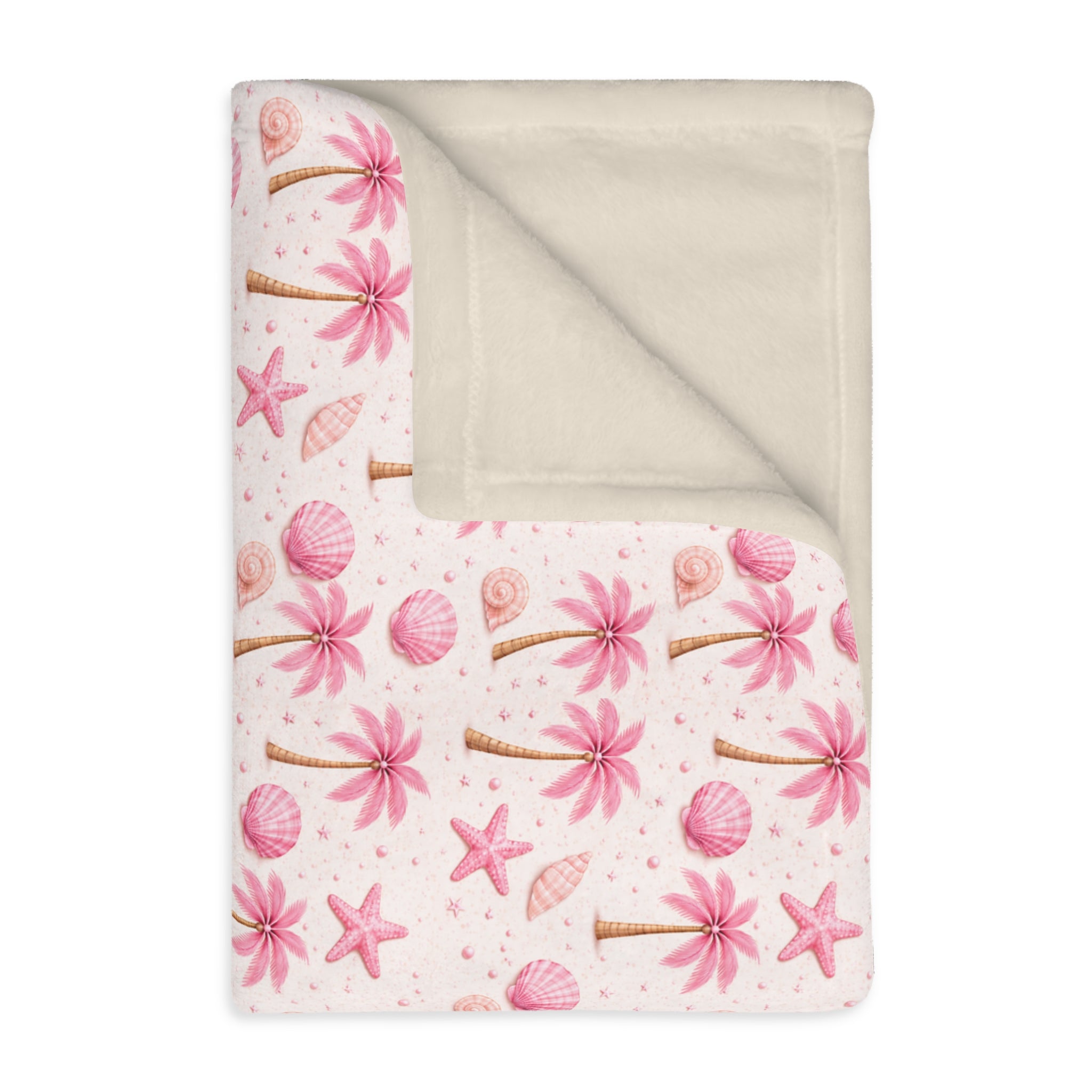 Pink Palm Tree Pattern Blanket | Velveteen Microfiber Throw