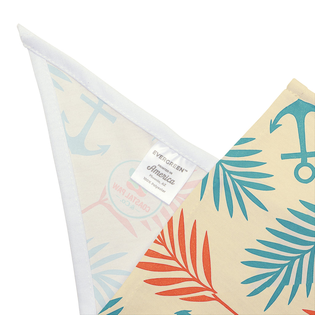 Tropical Palm Anchor Pattern Pet Bandana | Nautical Summer Dog Bandana