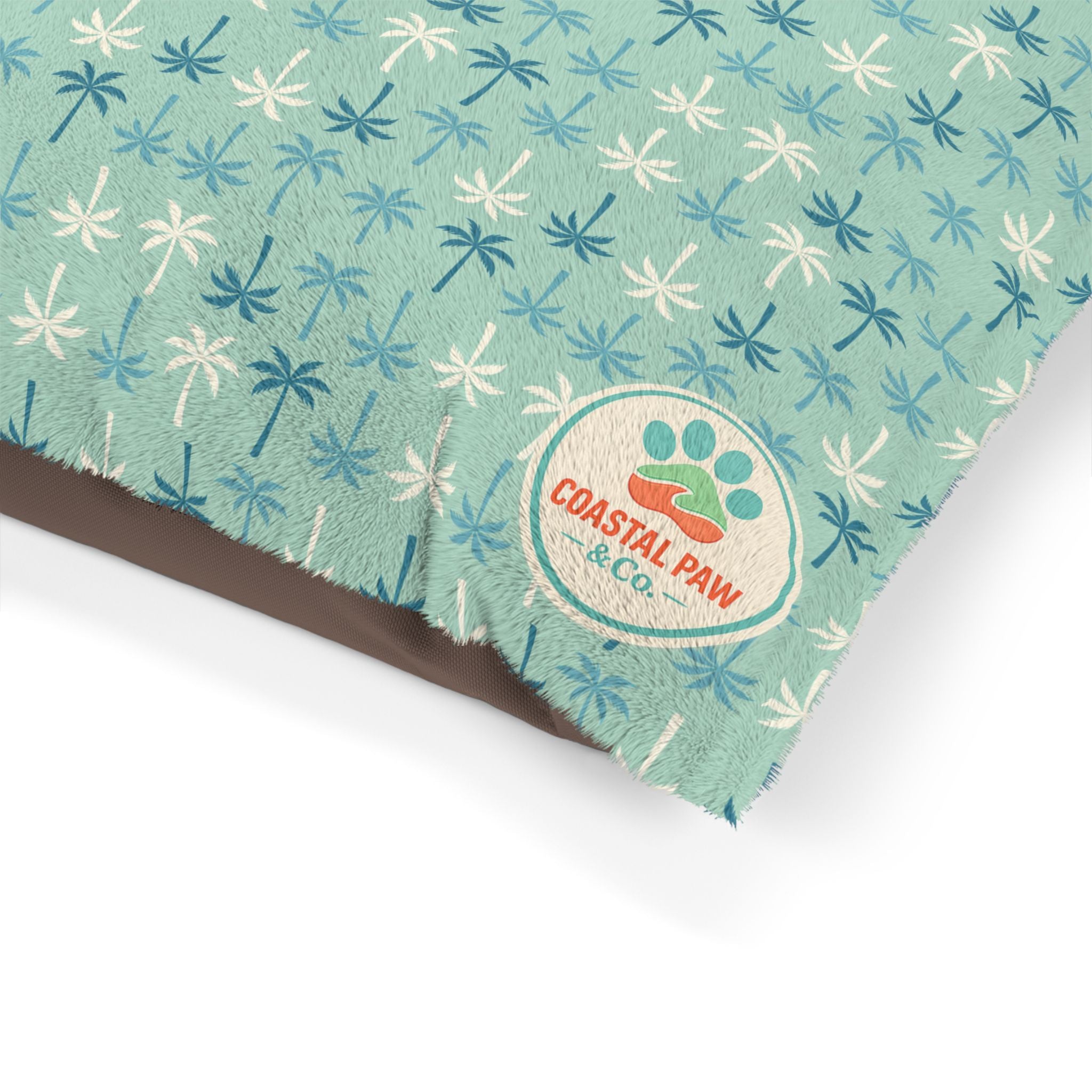 Teal Palm Tree Pet Bed – Soft Fleece Dog & Cat Bed