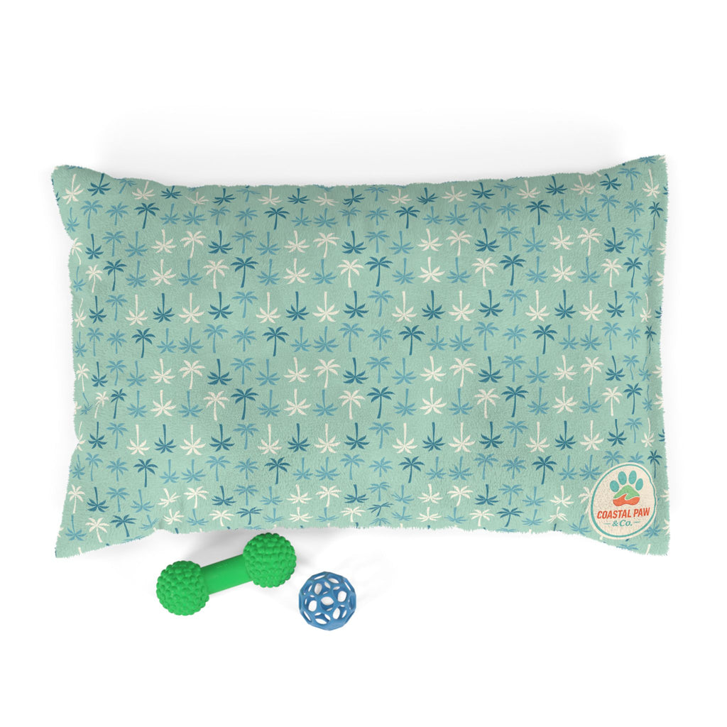 Teal Palm Tree Pet Bed – Soft Fleece Dog & Cat Bed