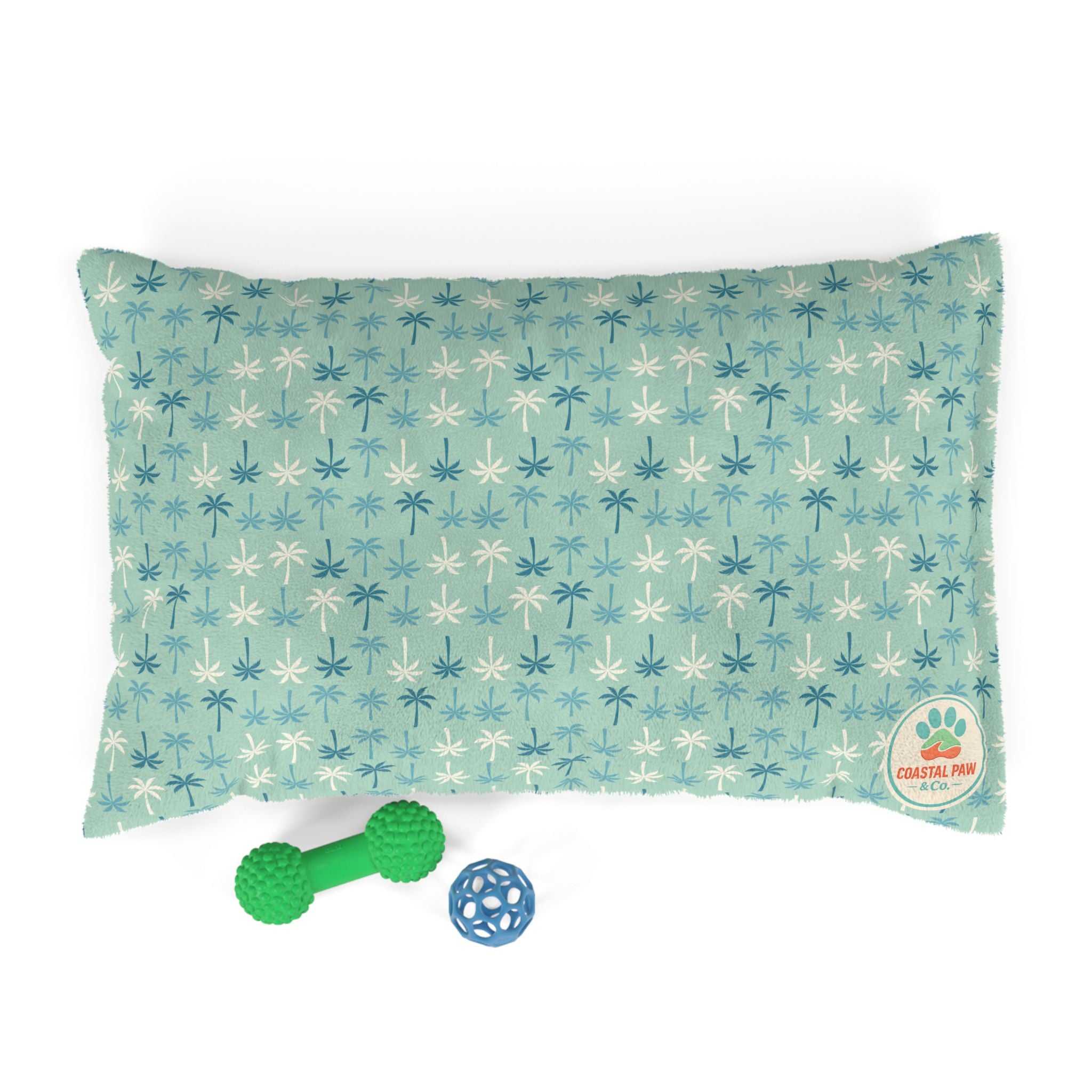 Teal Palm Tree Pet Bed – Soft Fleece Dog & Cat Bed