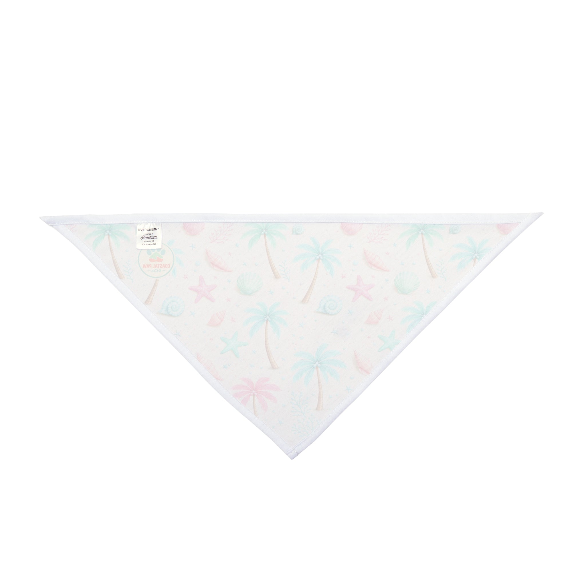 Pastel Beach, Palm Tree, Shells, Pet Bandana | Seashell Starfish Summer Bandana
