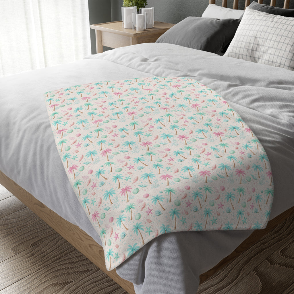 Pastel Palm Trees Blanket | Velveteen Microfiber Throw
