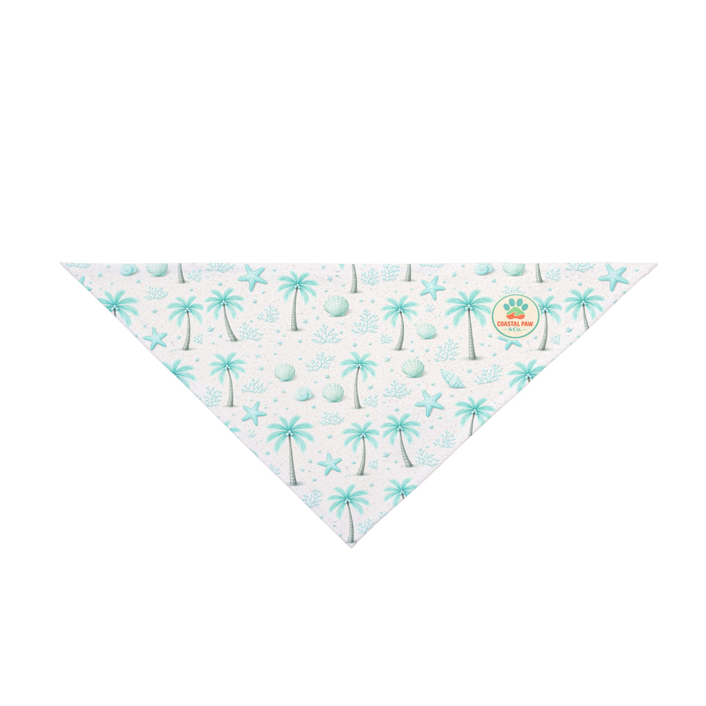 Aqua Palm Tree Pattern Pet Bandana | Tropical Beach Print