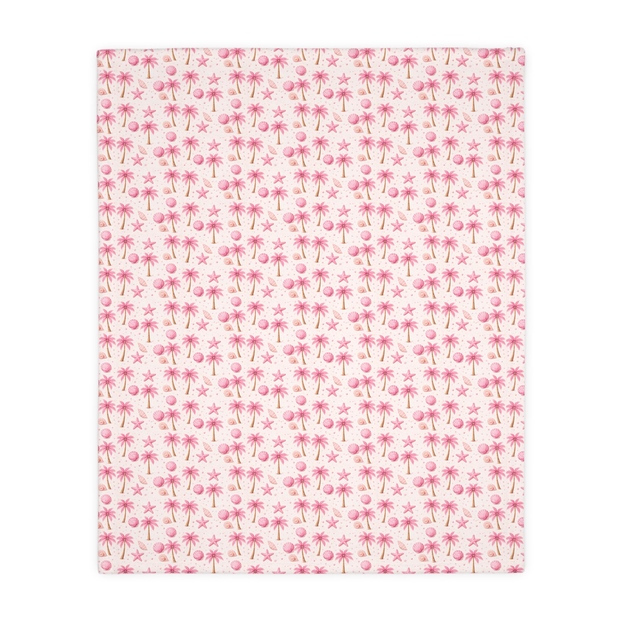 Pink Palm Tree Pattern Blanket | Velveteen Microfiber Throw