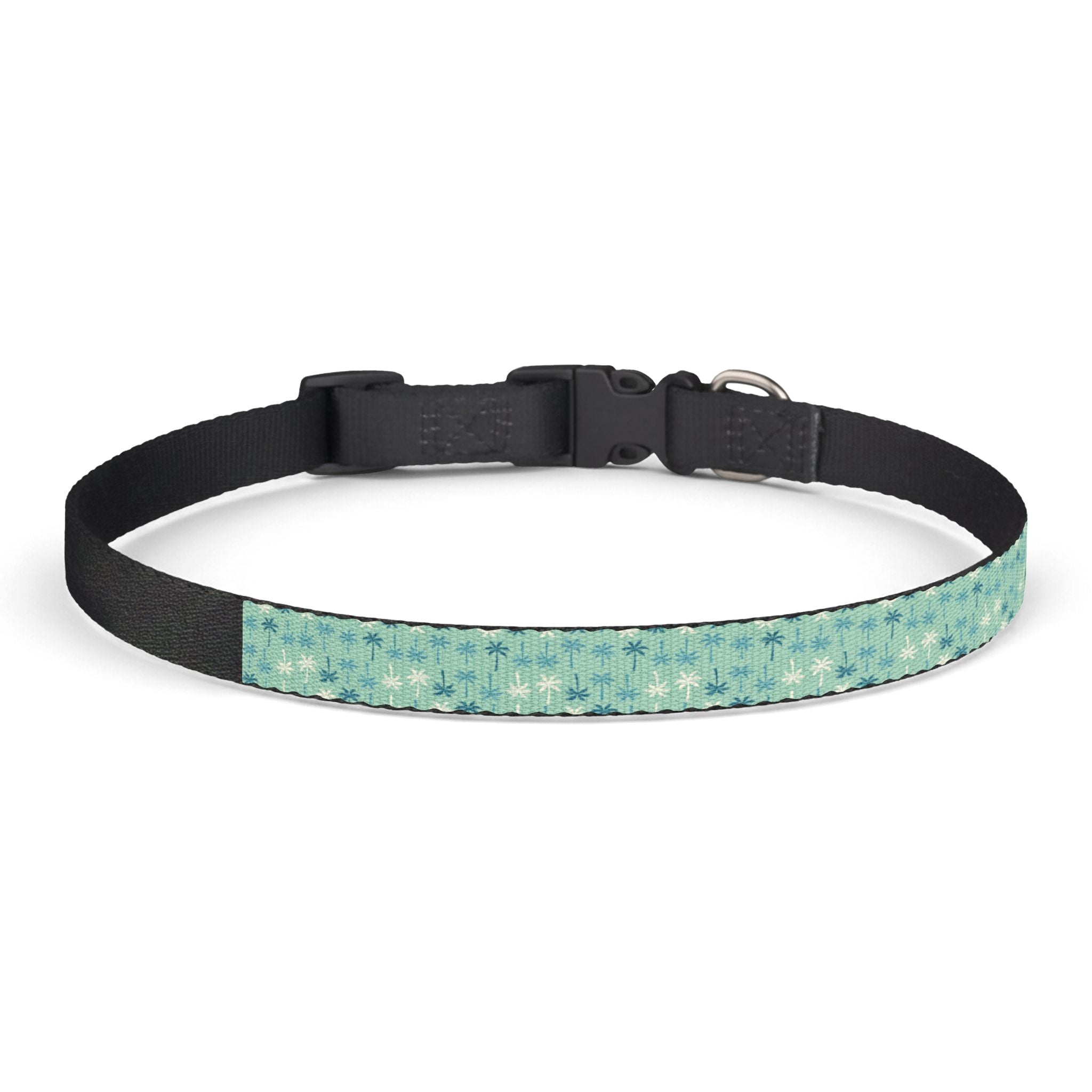 Teal Palm Tree Pattern Clip-on Collar | Teal Pet Collar, Adjustable Dog Cat Collar