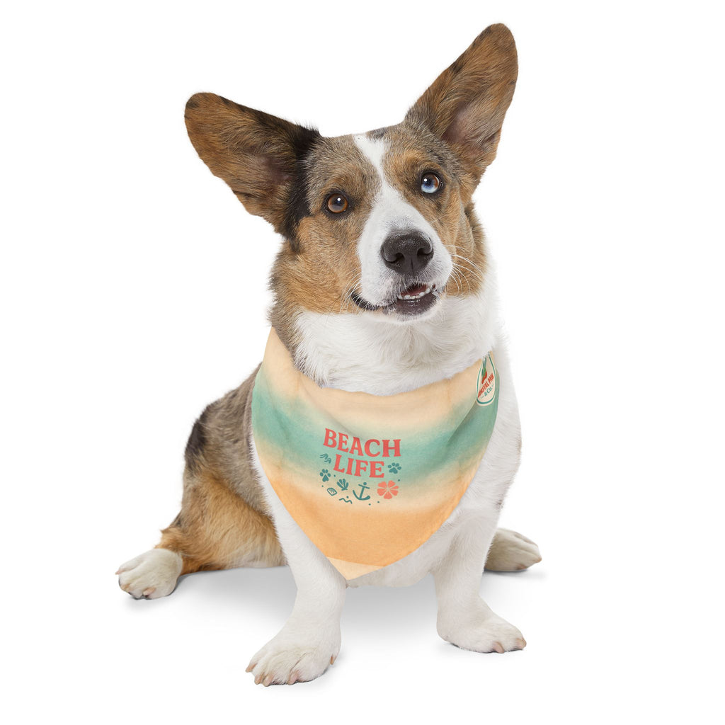 Beach Life Pet Bandana Collar | Coastal Anchor Paw Print