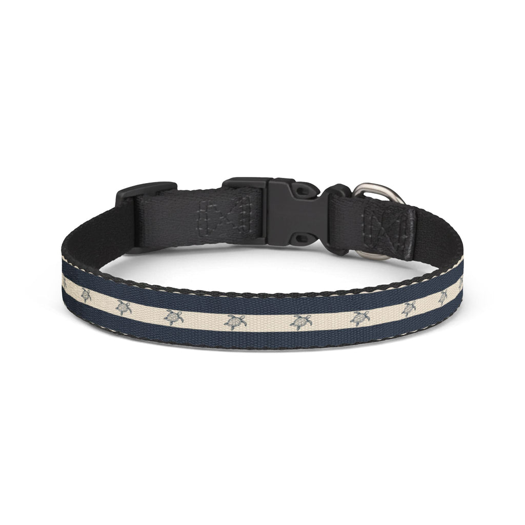 Nautical Turtle Pattern Clip-on Pet Collar | Navy Stripe Collar