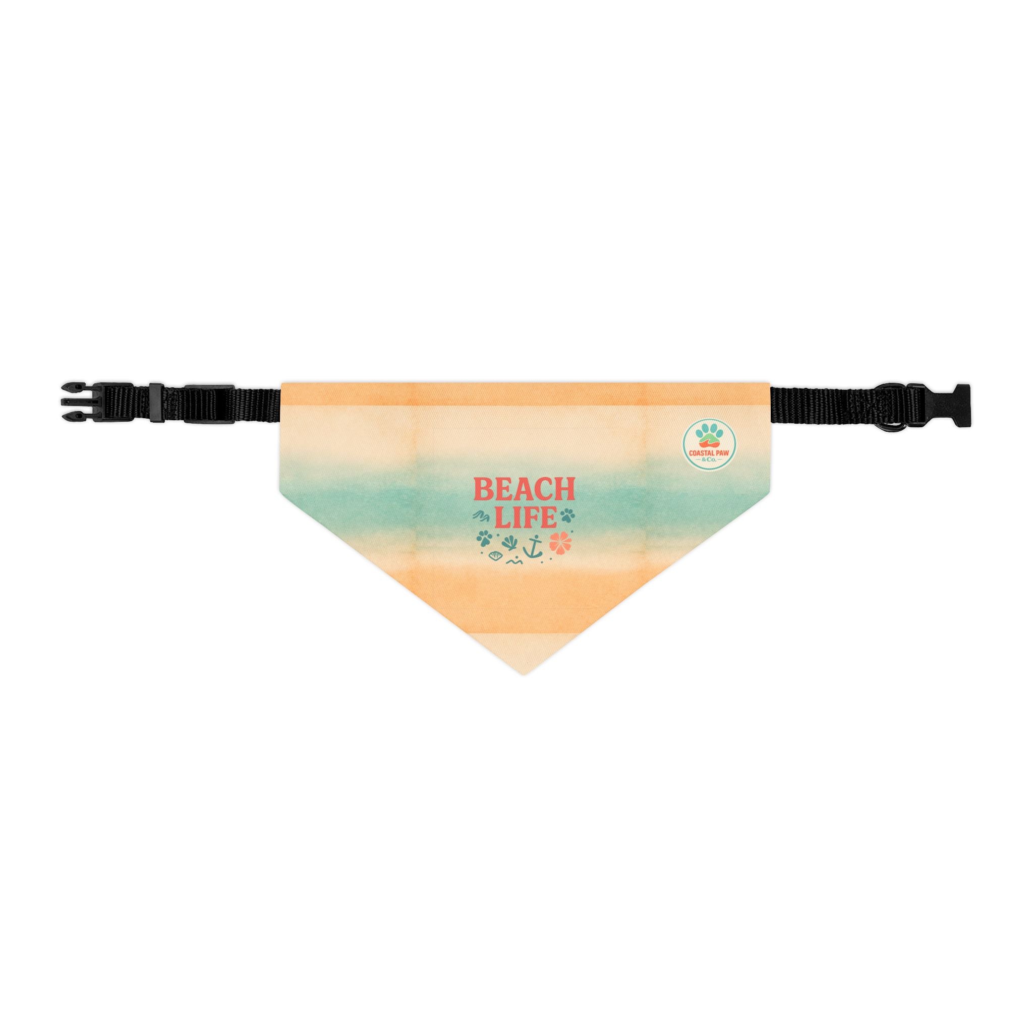 Beach Life Pet Bandana Collar | Coastal Anchor Paw Print