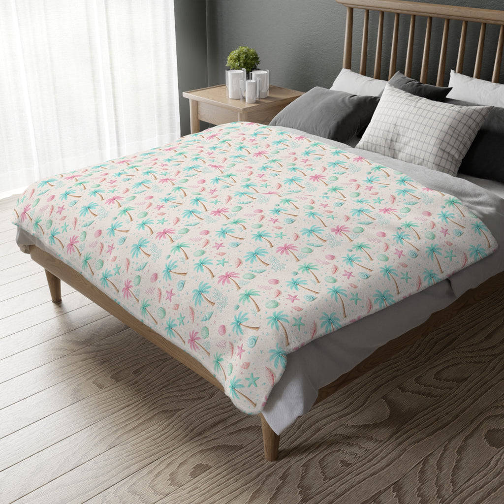 Pastel Palm Trees Blanket | Velveteen Microfiber Throw