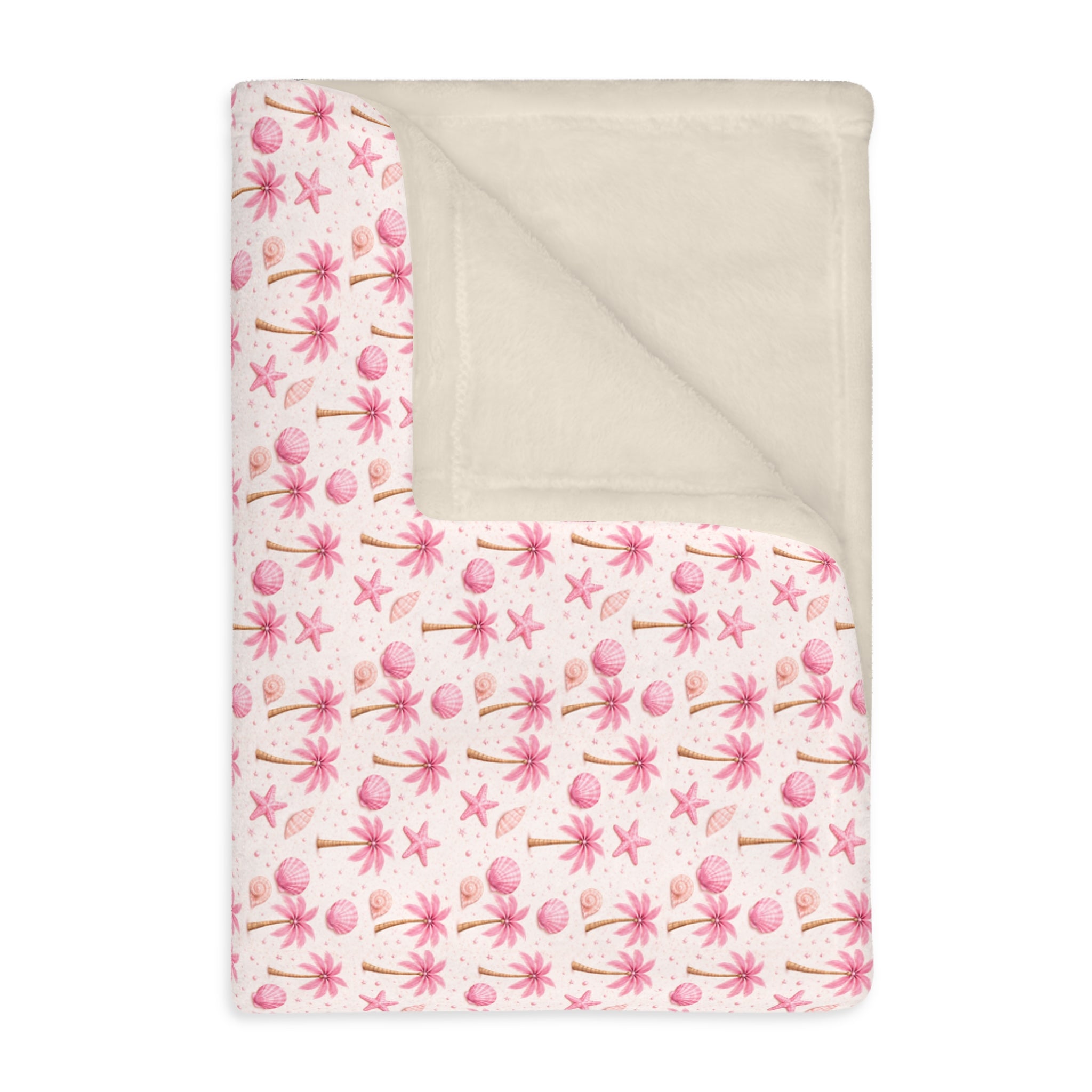 Pink Palm Tree Pattern Blanket | Velveteen Microfiber Throw