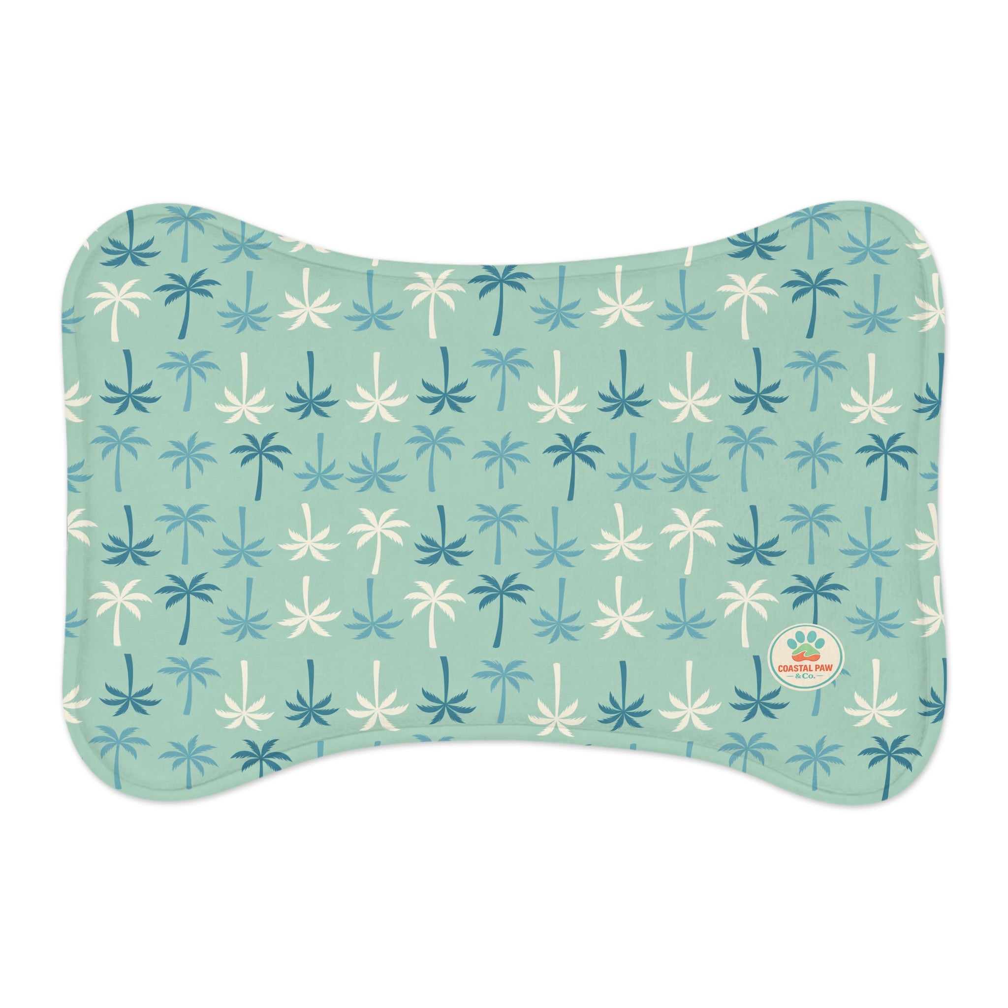 Palm Tree Pattern Pet Feeding Mat | Waterproof Non-Slip Bowl Placemat