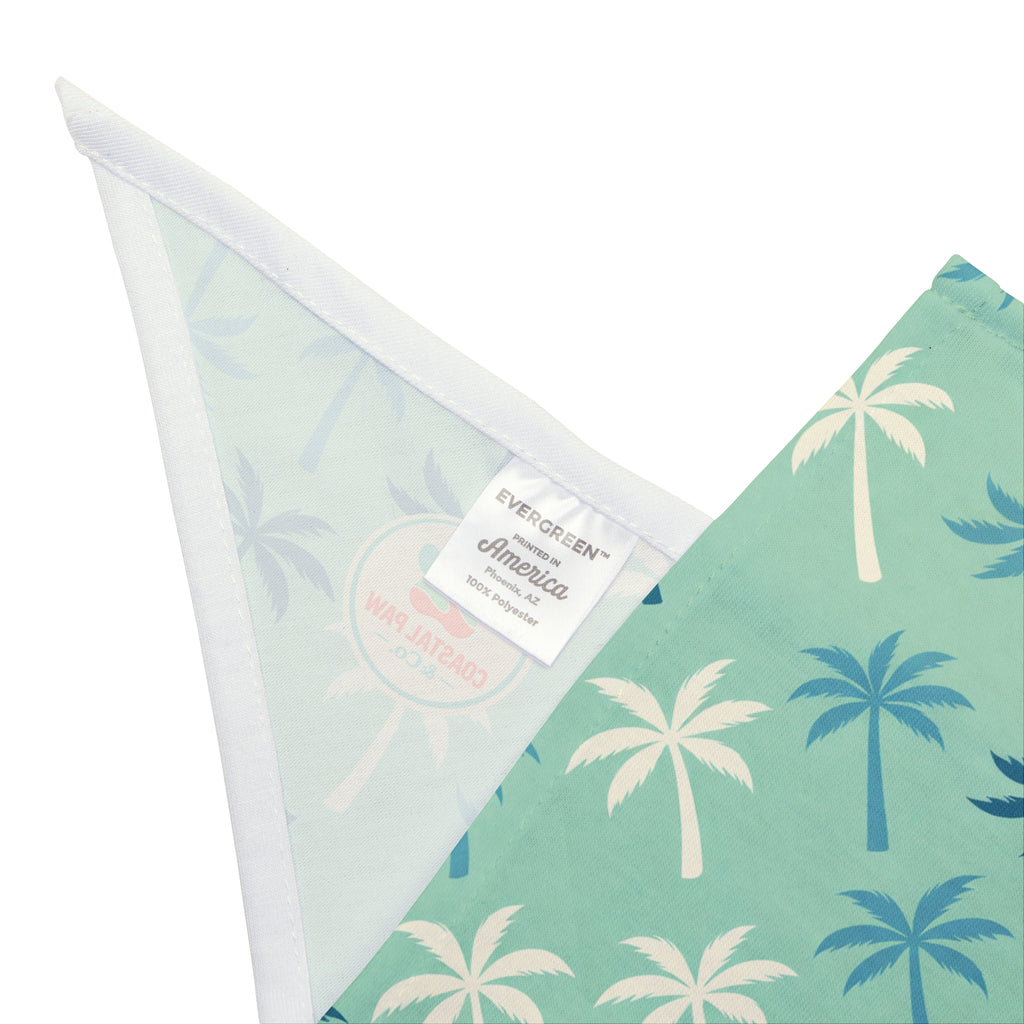 Teal Palm Tree Pattern Pet Bandana | Tropical Dog Bandana