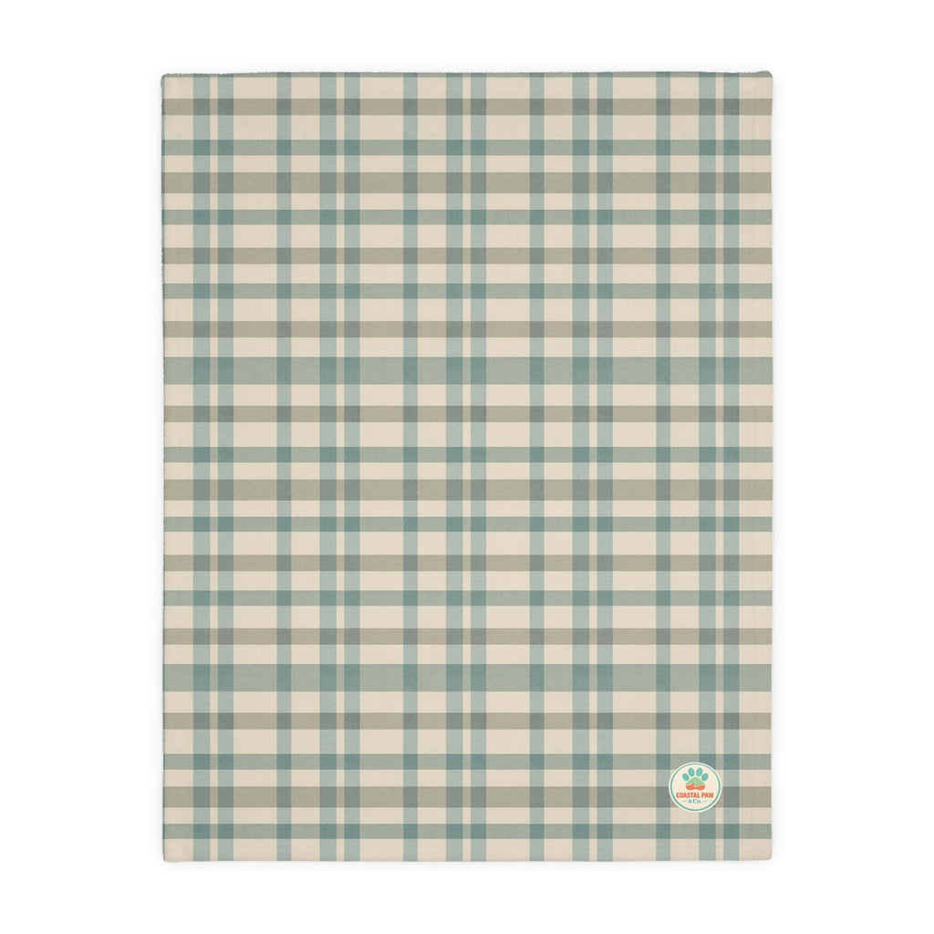 Blue Plaid and Palm Trees Blanket | Reversible Two-Sided Throw