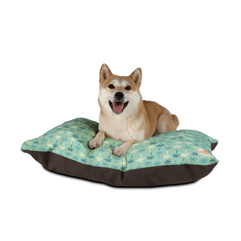 Teal Palm Tree Pet Bed – Soft Fleece Dog & Cat Bed