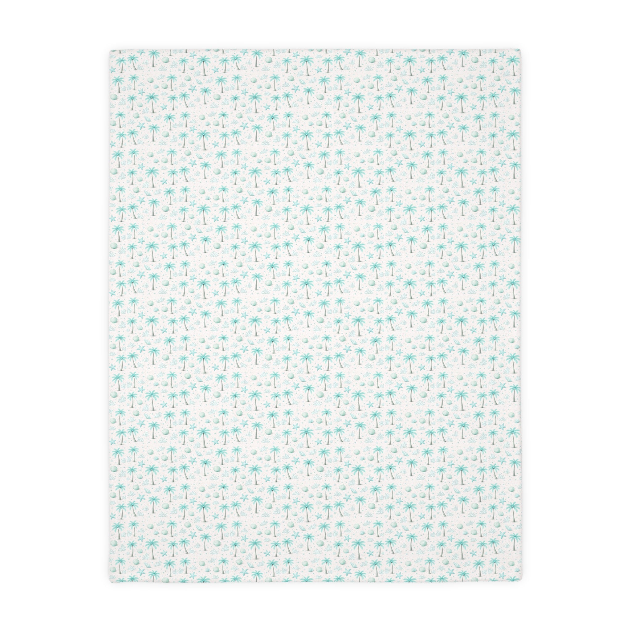 Aqua Palm Trees Pattern Blanket | Velveteen Microfiber Throw
