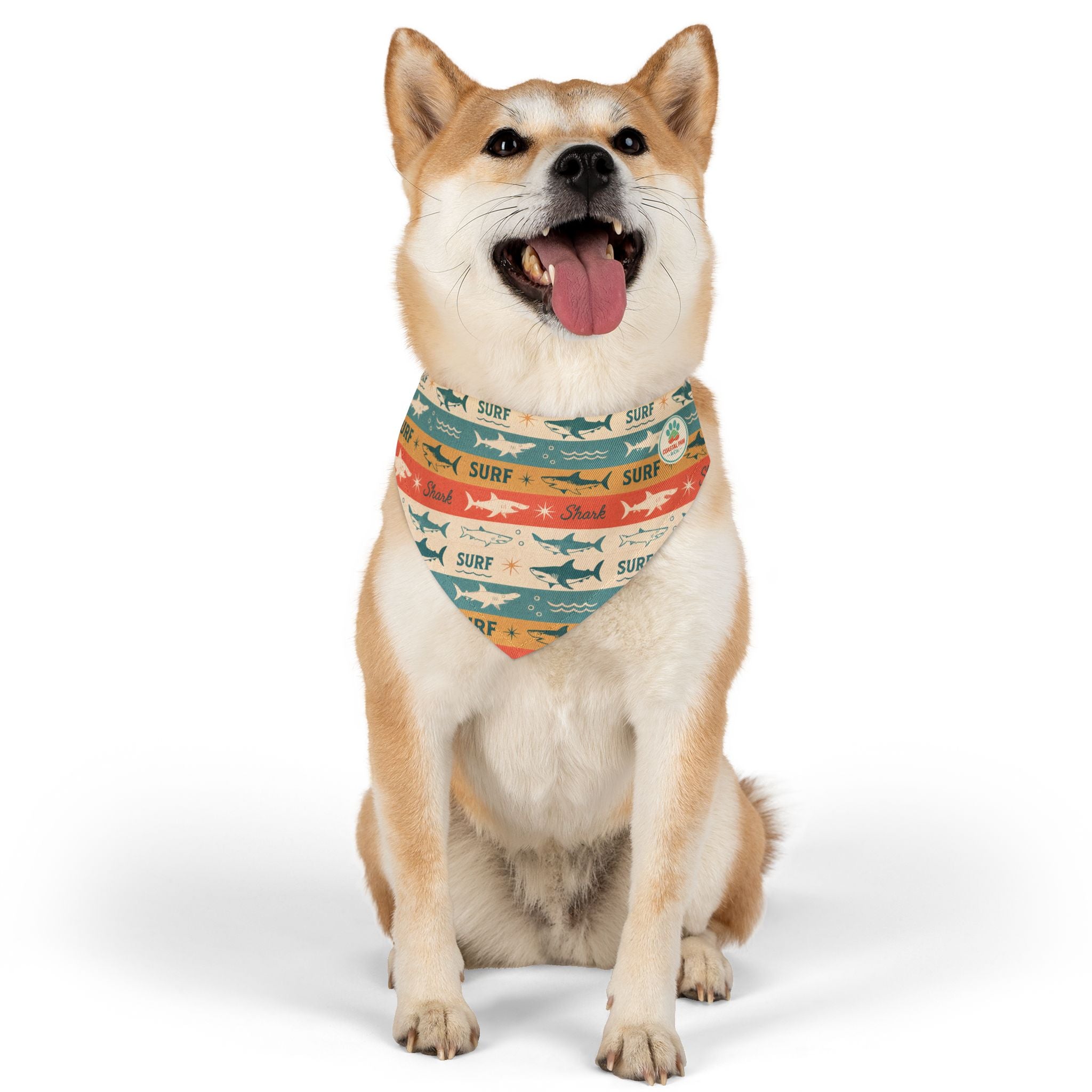 Retro Surf Sharks Pet Bandana Collar