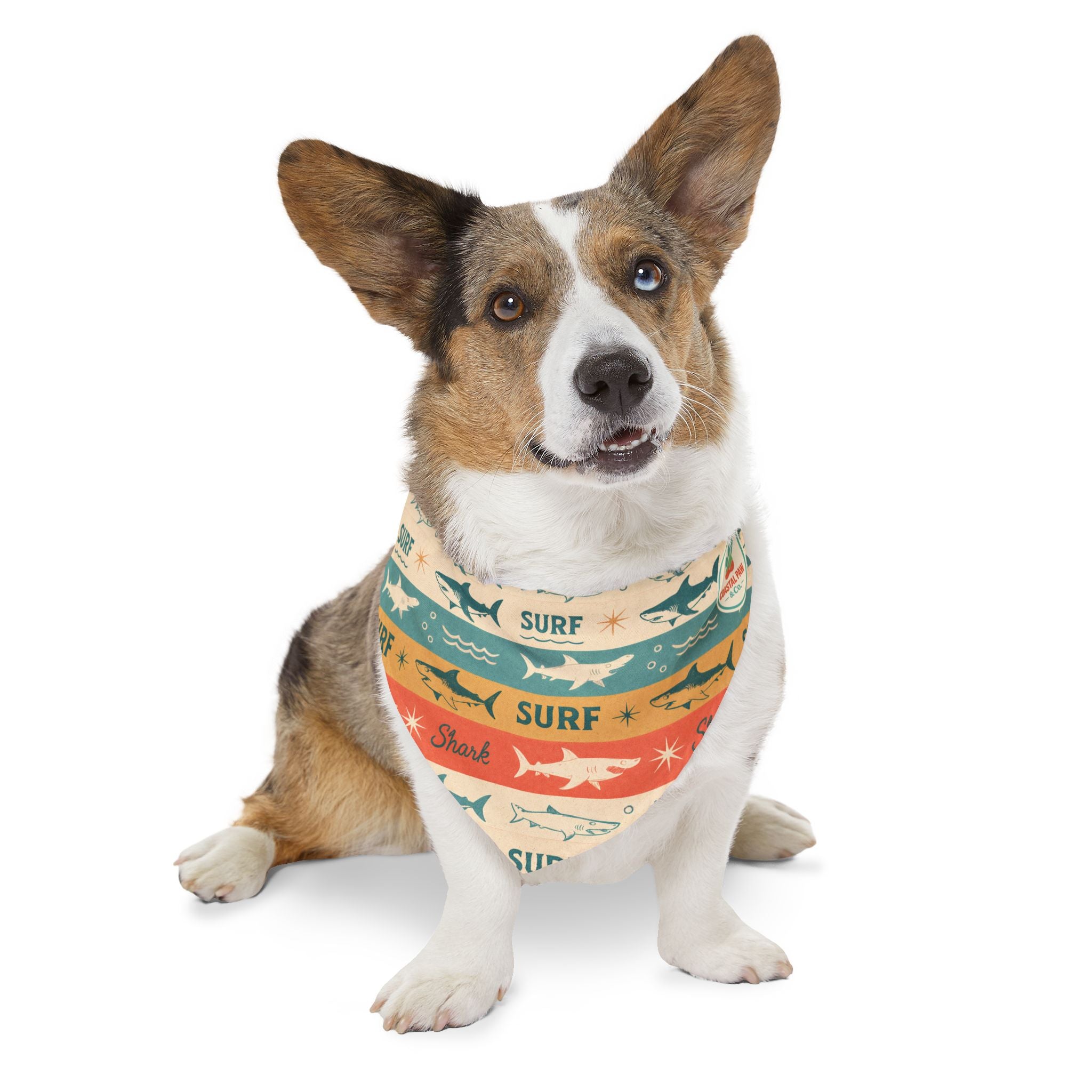 Retro Surf Sharks Pet Bandana Collar