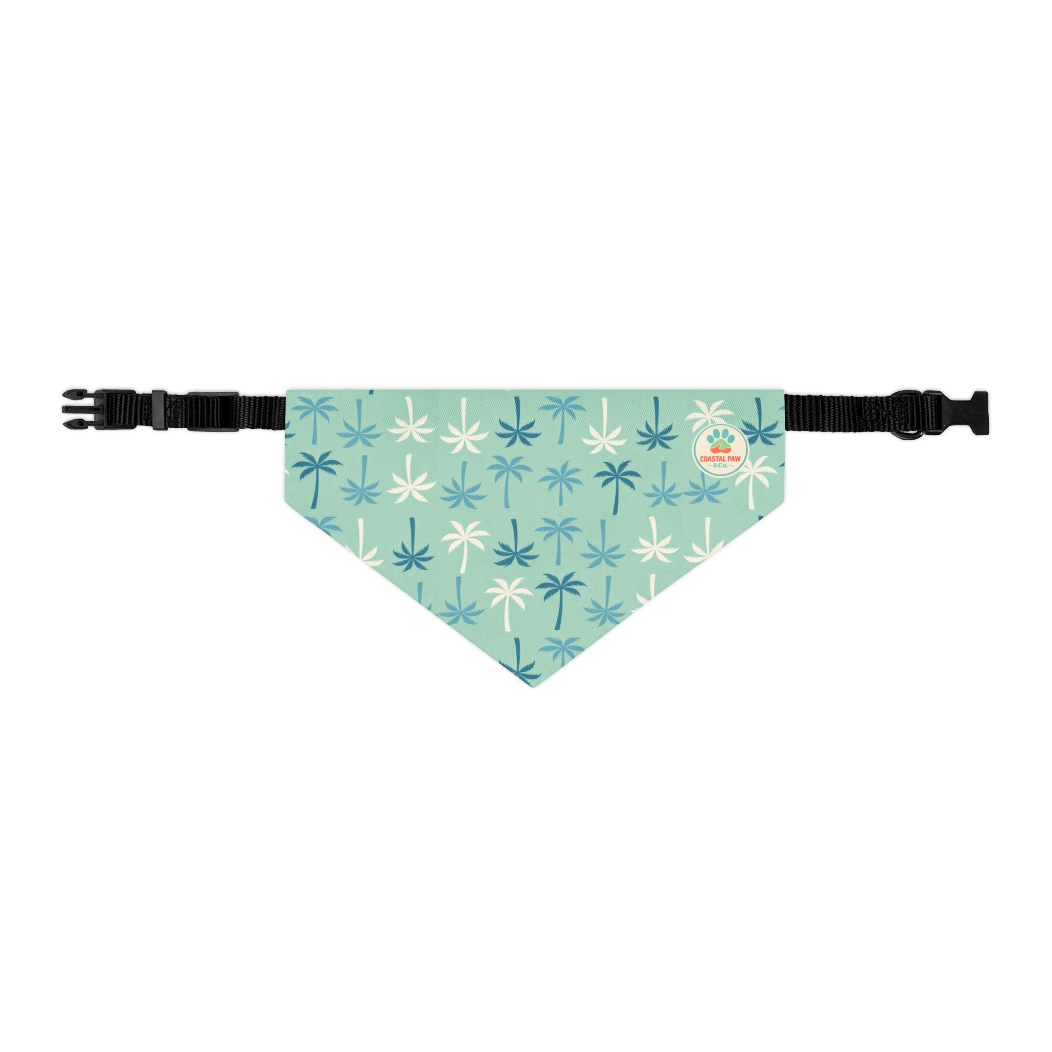 Teal Palm Tree Pattern Pet Bandana Collar | Tropical Dog Bandana